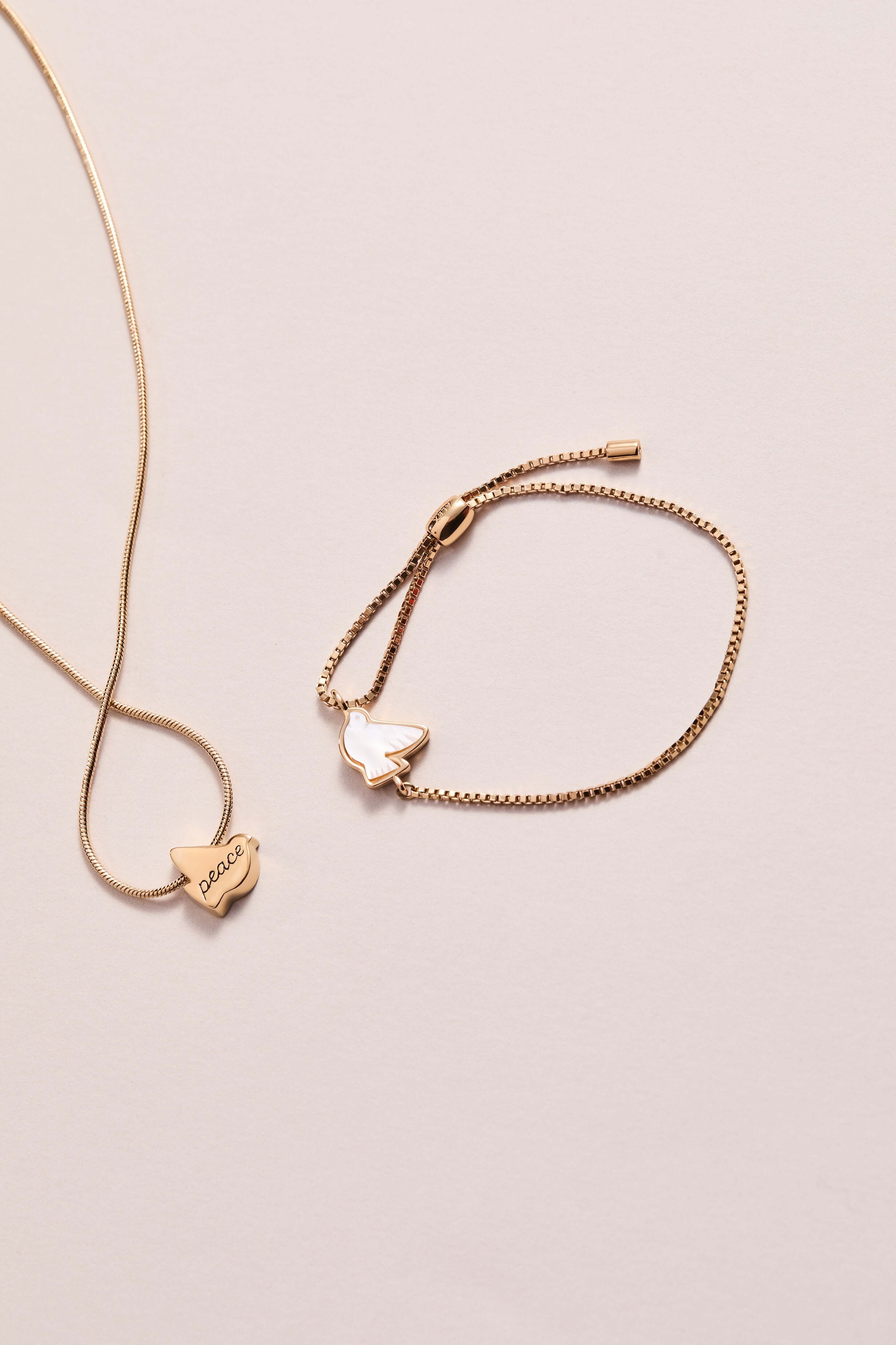 Dove 'Peace' Mother of Pearl Pull Chain Bracelet, Bracelets, $ 38.00, A Moment Of Now™