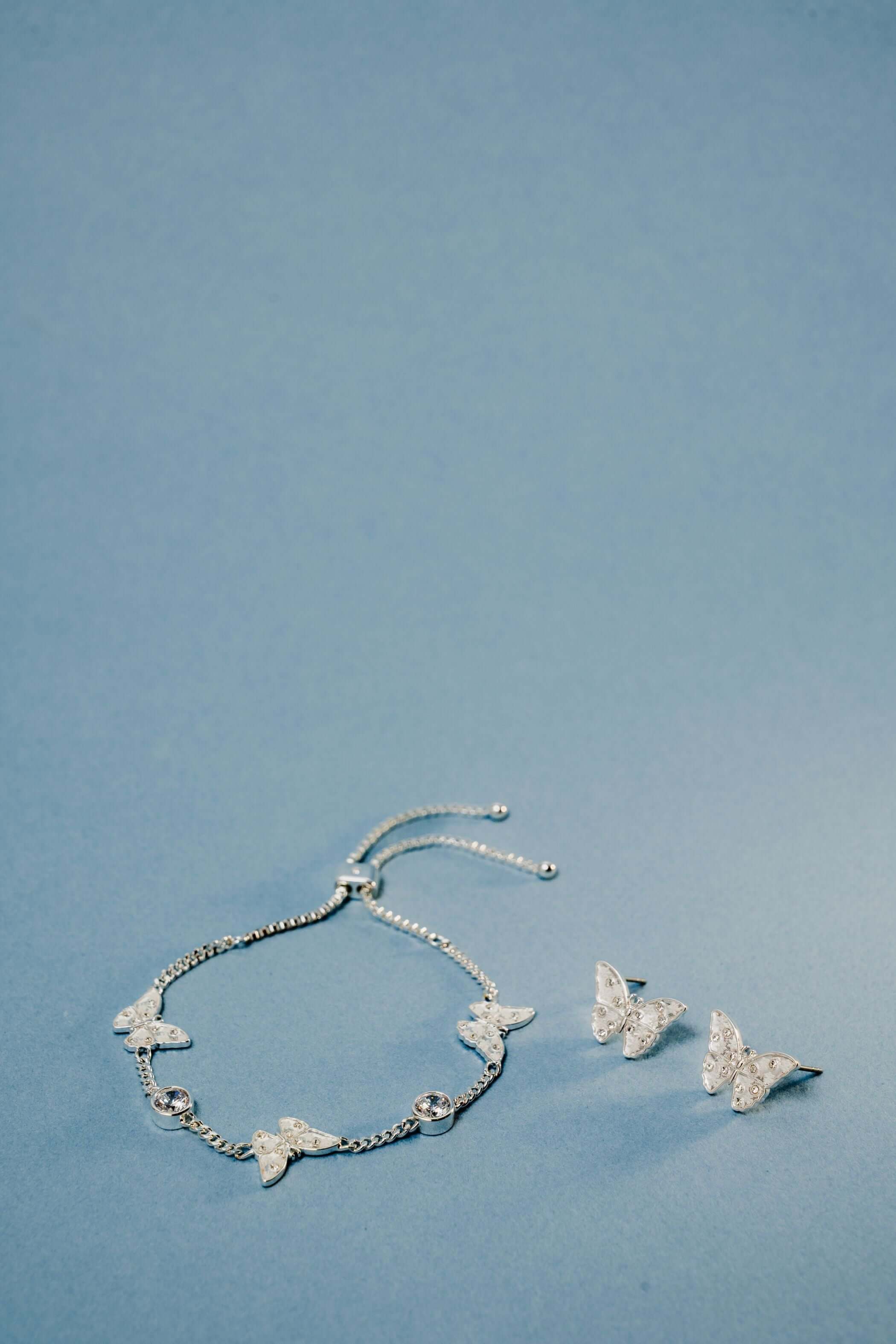 Glass Butterfly Statement Stud Earrings