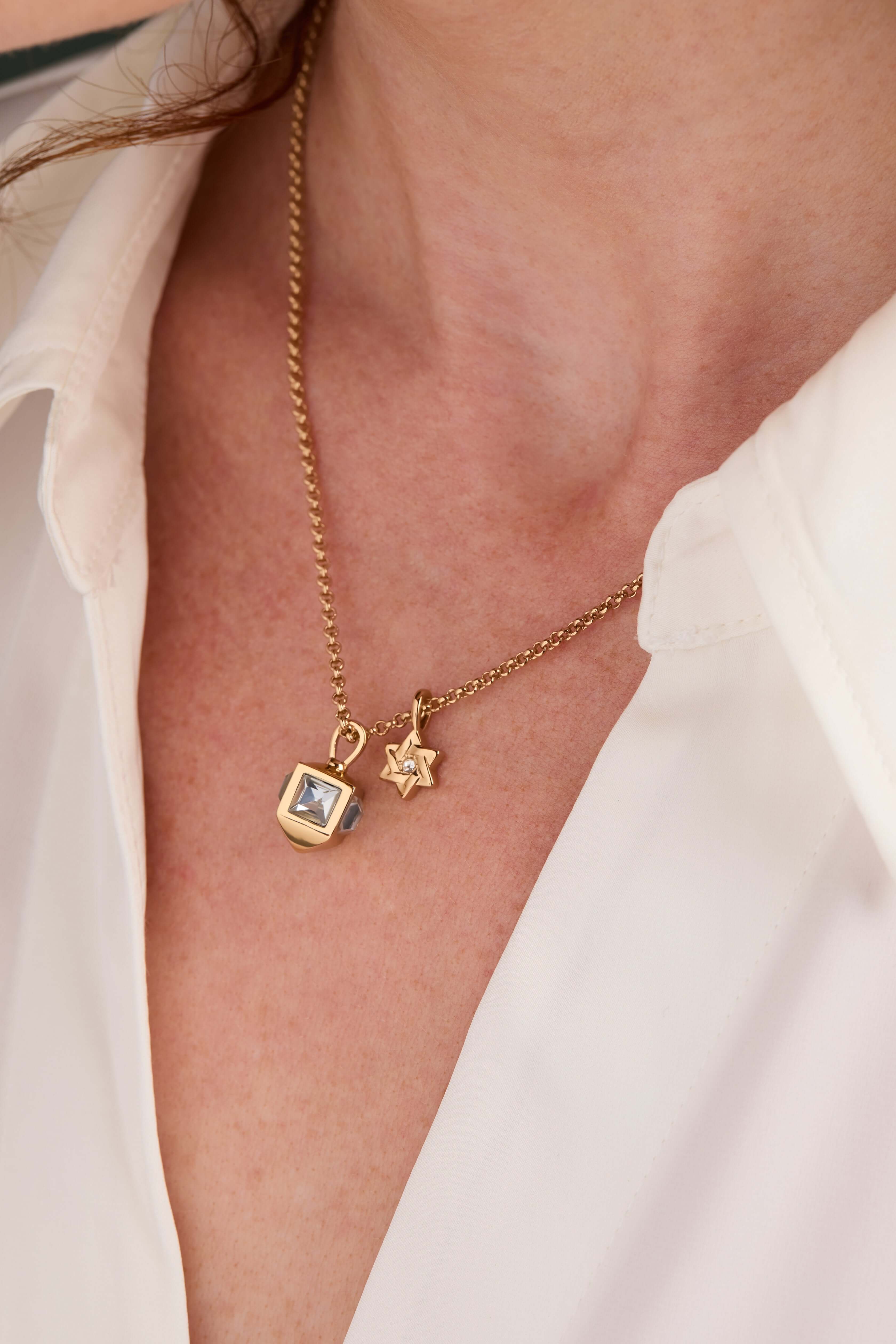 Hanukkah Star of David and Dreidel Pendant Necklace, Necklaces, $ 48.00, A Moment Of Now™