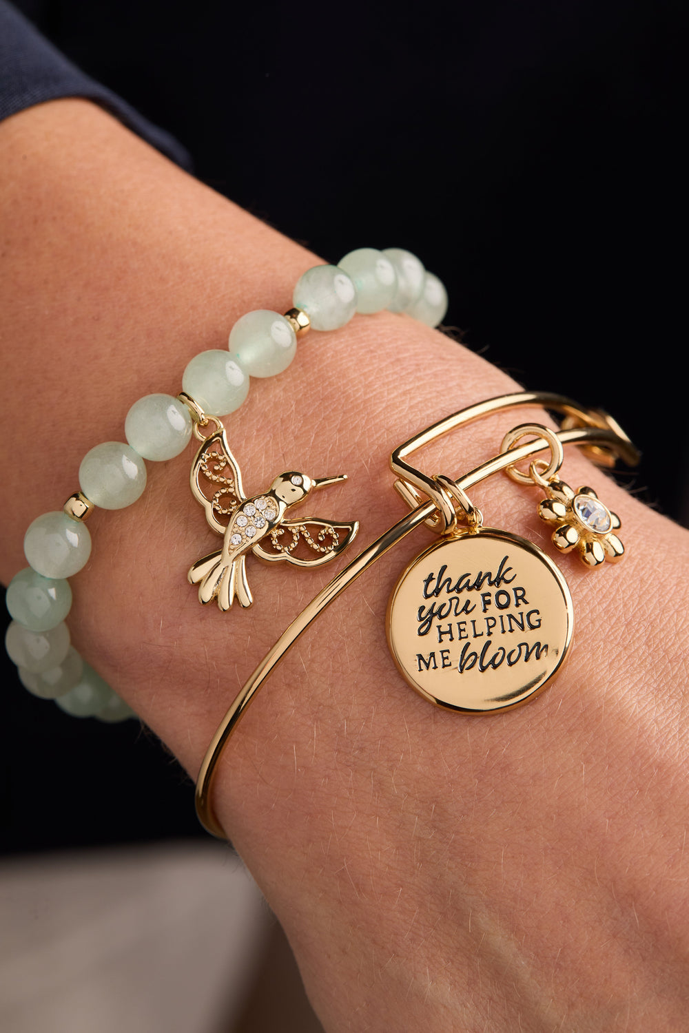 Thank You For Helping Me Bloom' Charm Bangle, Bracelets, $ 28.00, A Moment Of Now™