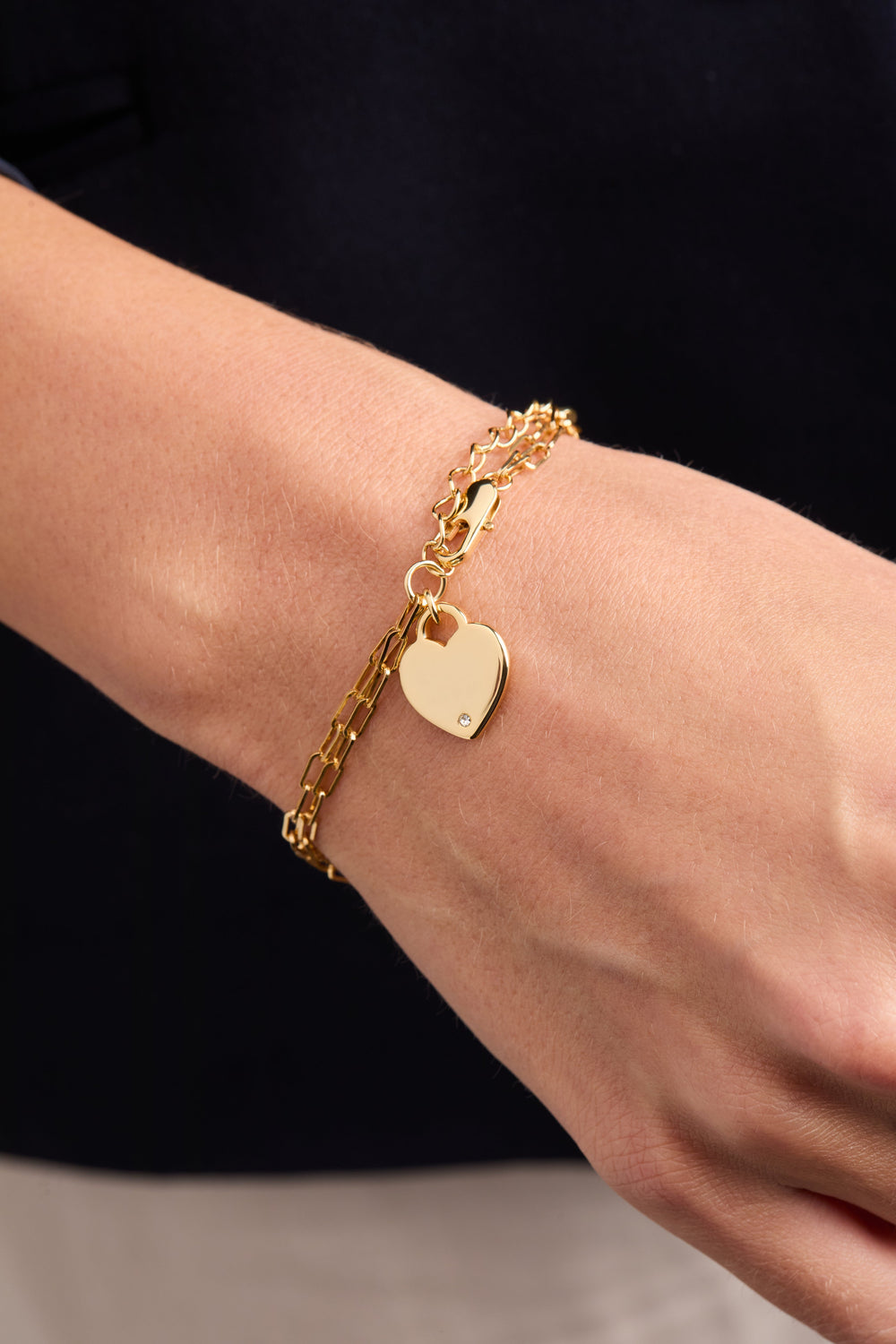 Heart Charm Double Paperclip Chain Bracelet, Bracelets, $ 28.00, A Moment Of Now™