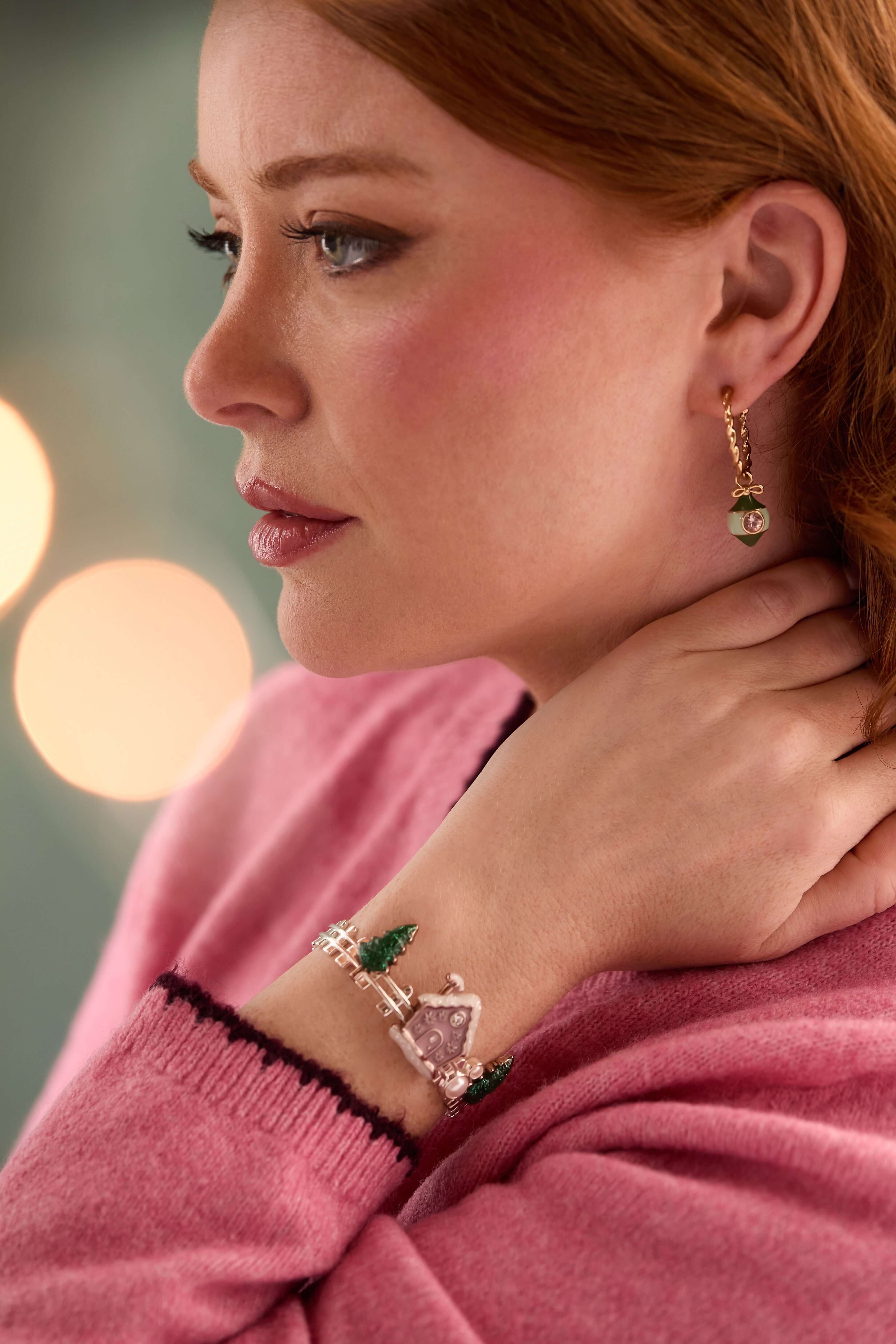 Crystal Bow & Ornament Twisted Hoop Earrings, Earrings, $ 38.00, A Moment Of Now™