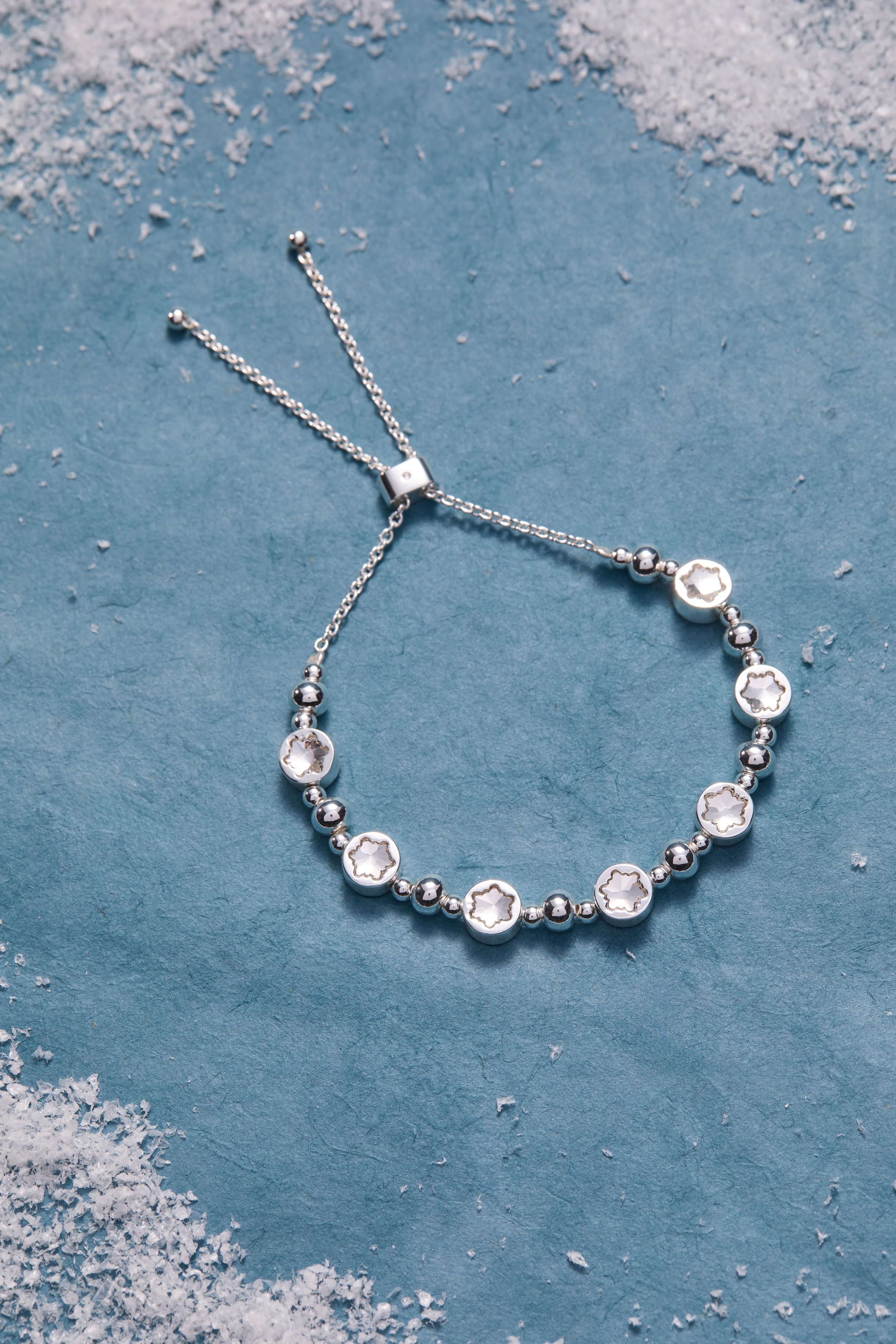 Crystal Snowflake Beaded Bolo Bracelet, Bracelets, $ 44.00, A Moment Of Now™