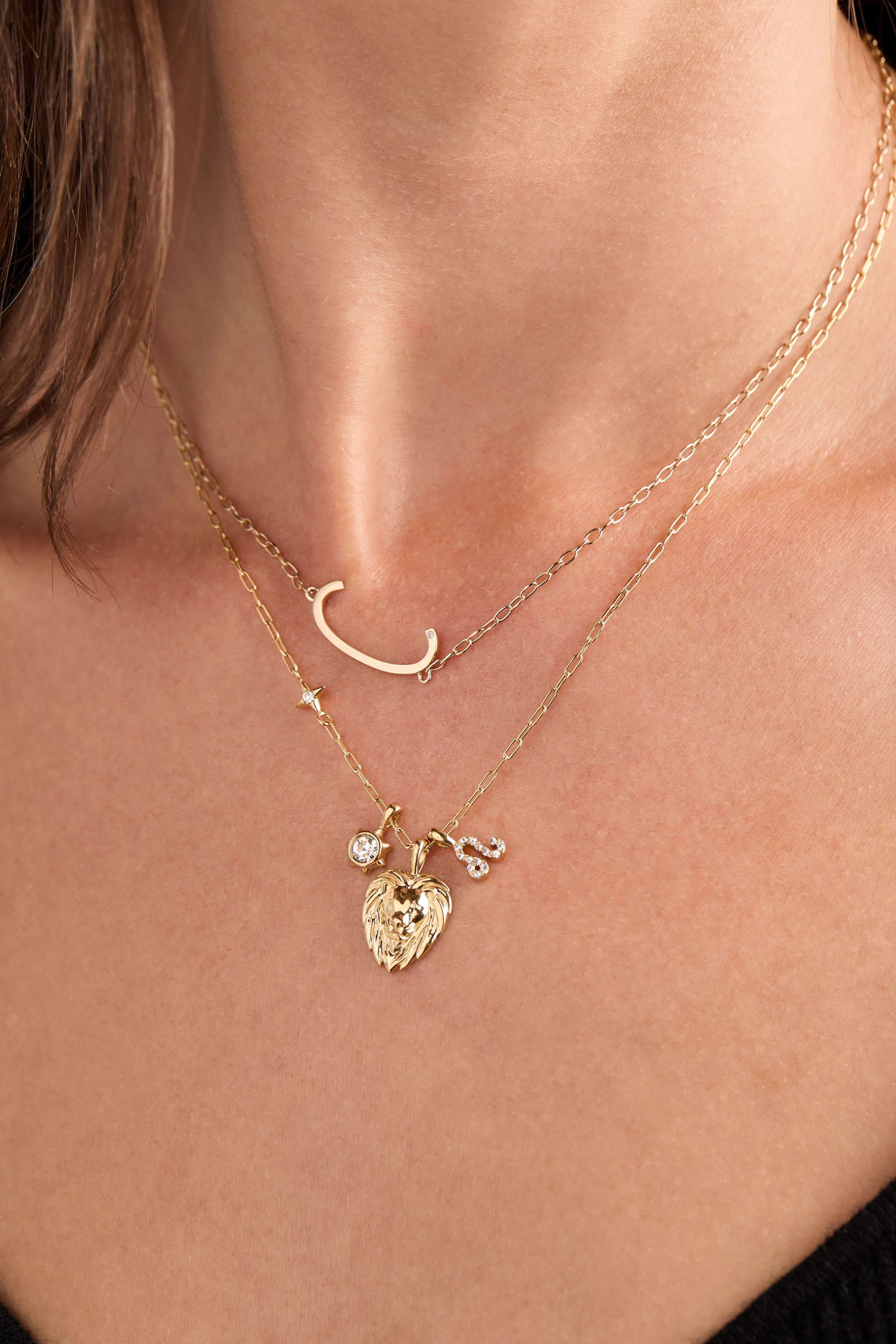 Leo Zodiac Charm Cluster Necklace, Necklaces, $ 54.00, A Moment Of Now™