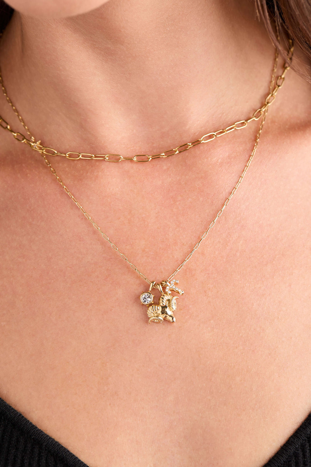 Aries Zodiac Charm Cluster Necklace, Necklaces, $ 54.00, A Moment Of Now™