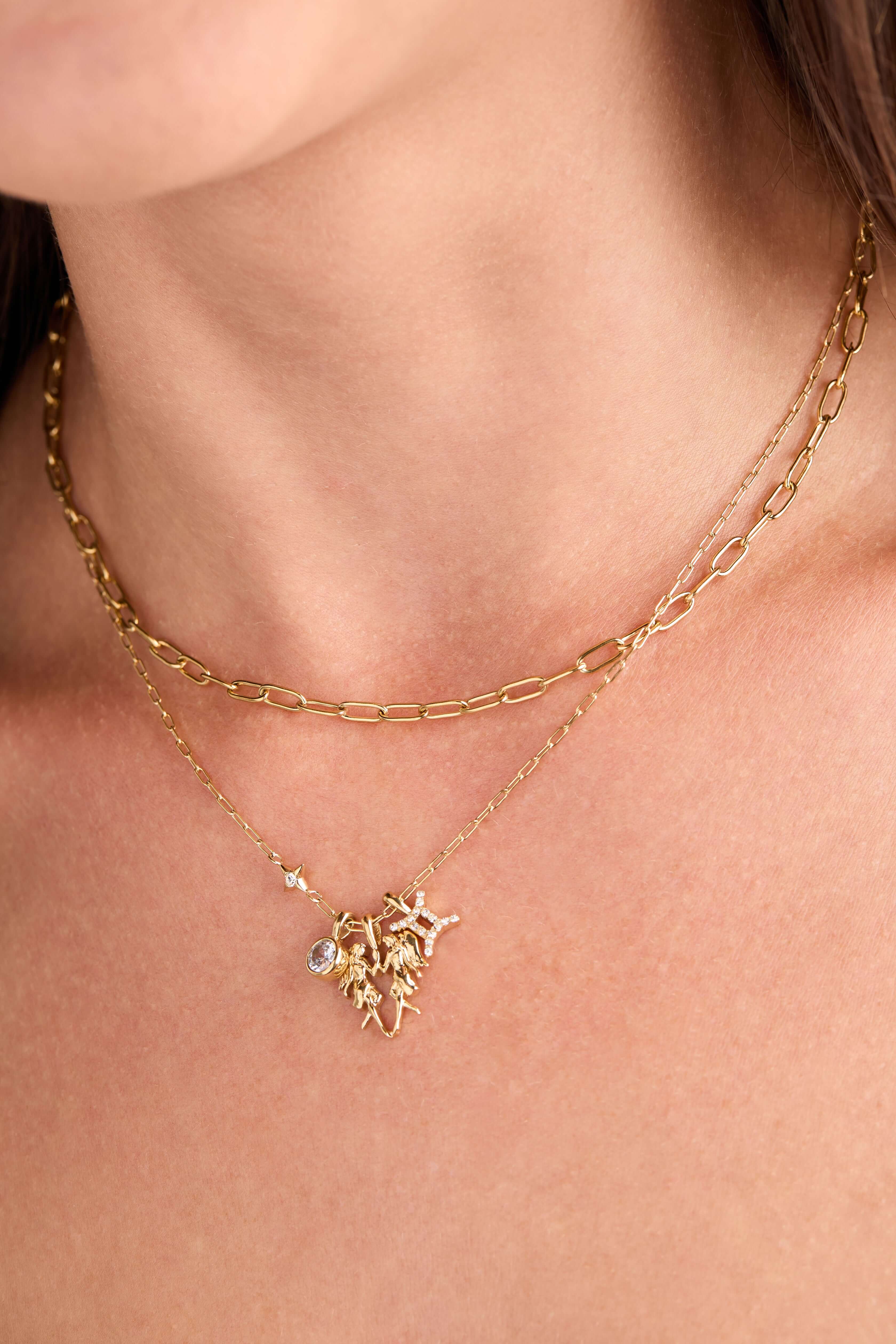 Gemini Zodiac Charm Cluster Necklace, Necklaces, $ 54.00, A Moment Of Now™