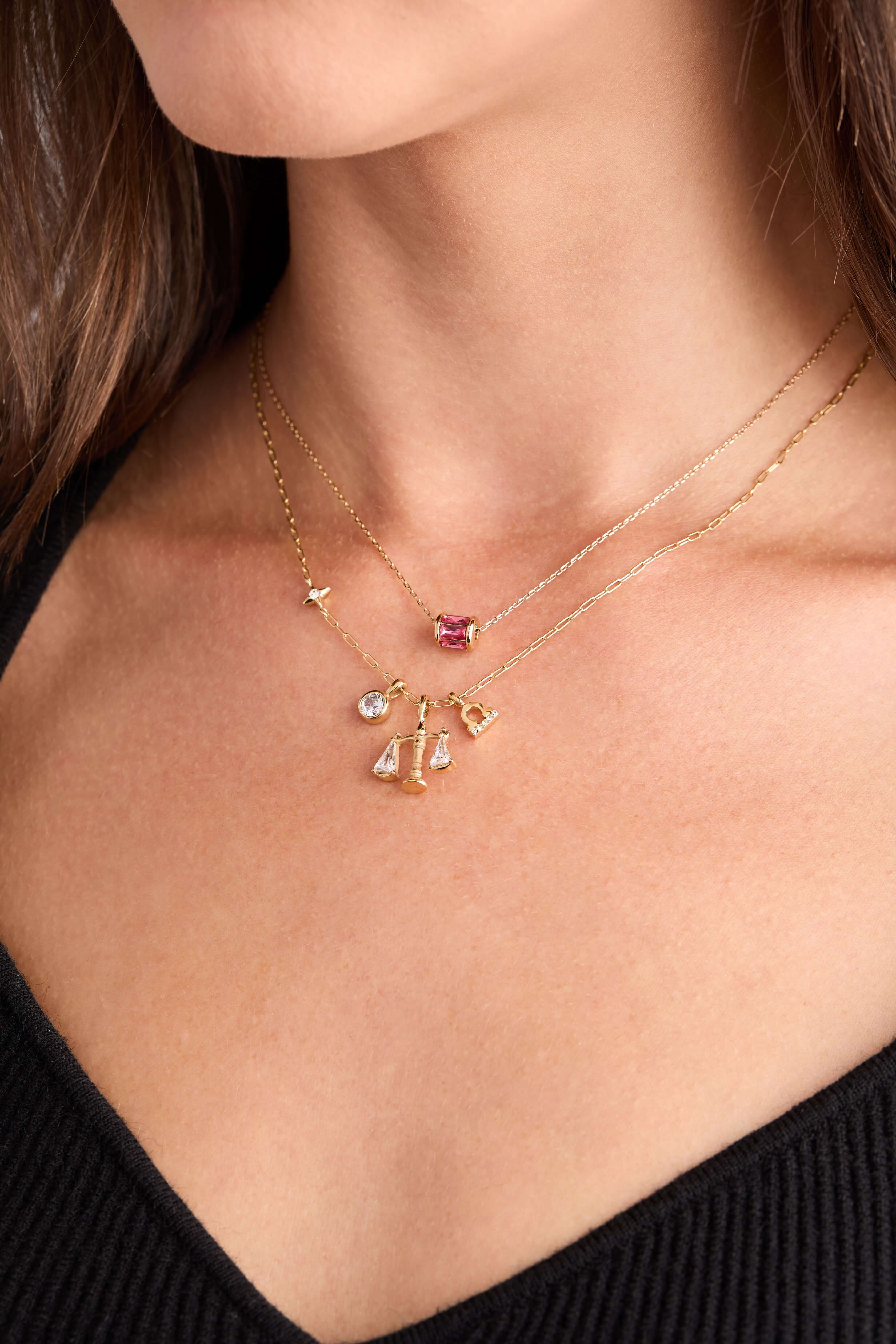 Libra Zodiac Charm Cluster Necklace, Necklaces, $ 54.00, A Moment Of Now™