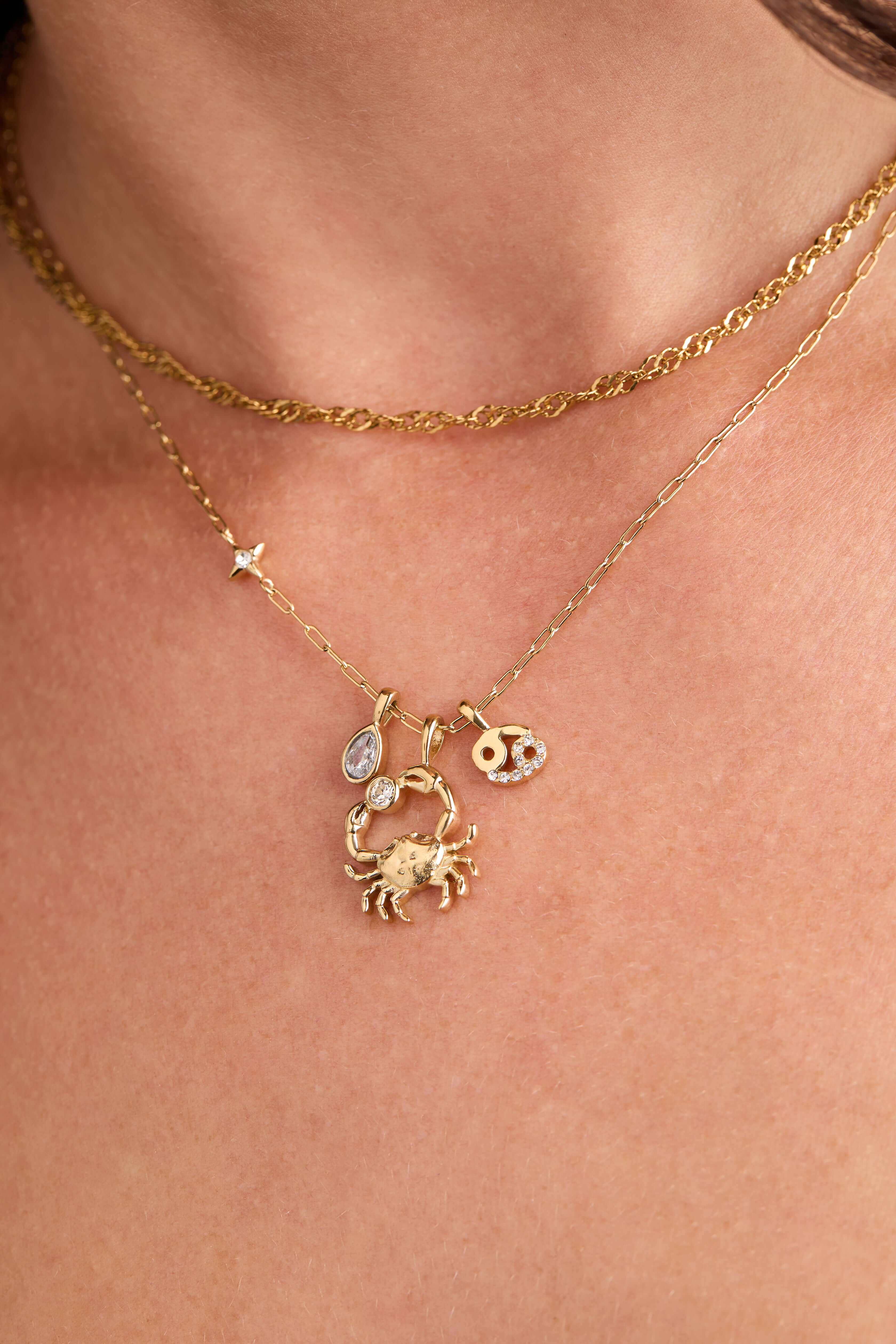Cancer Zodiac Charm Cluster Necklace, Necklaces, $ 54.00, A Moment Of Now™