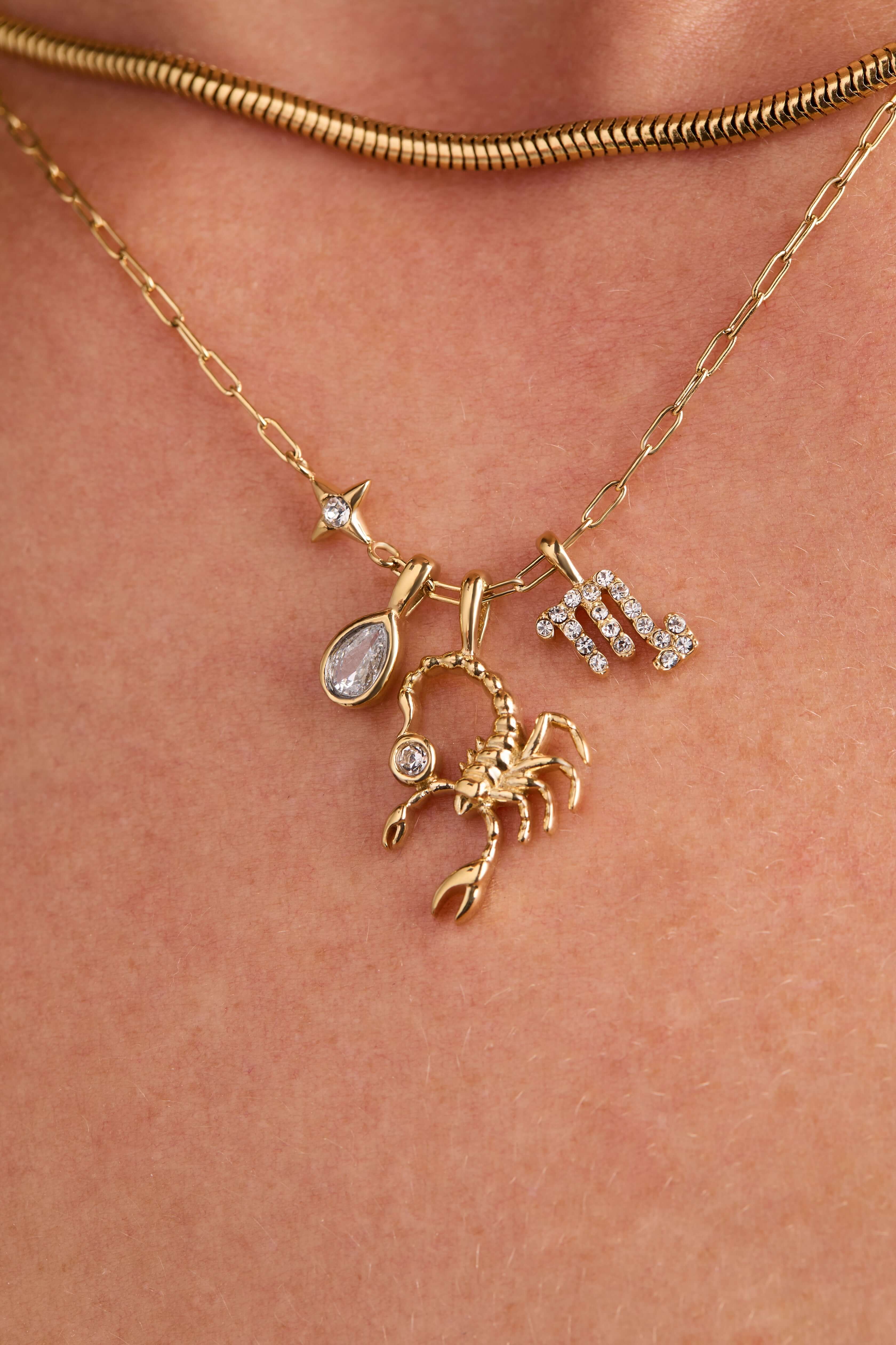 Scorpio Zodiac Charm Cluster Necklace, Necklaces, $ 54.00, A Moment Of Now™