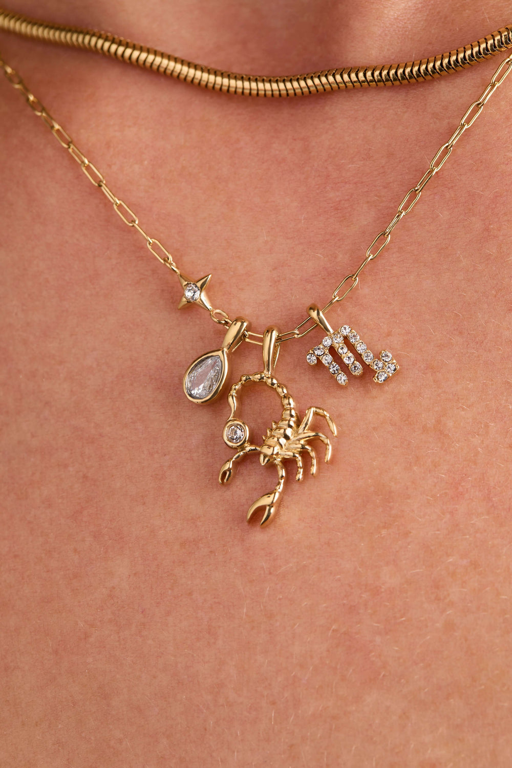 Scorpio Zodiac Charm Cluster Necklace, Necklaces, $ 54.00, A Moment Of Now™