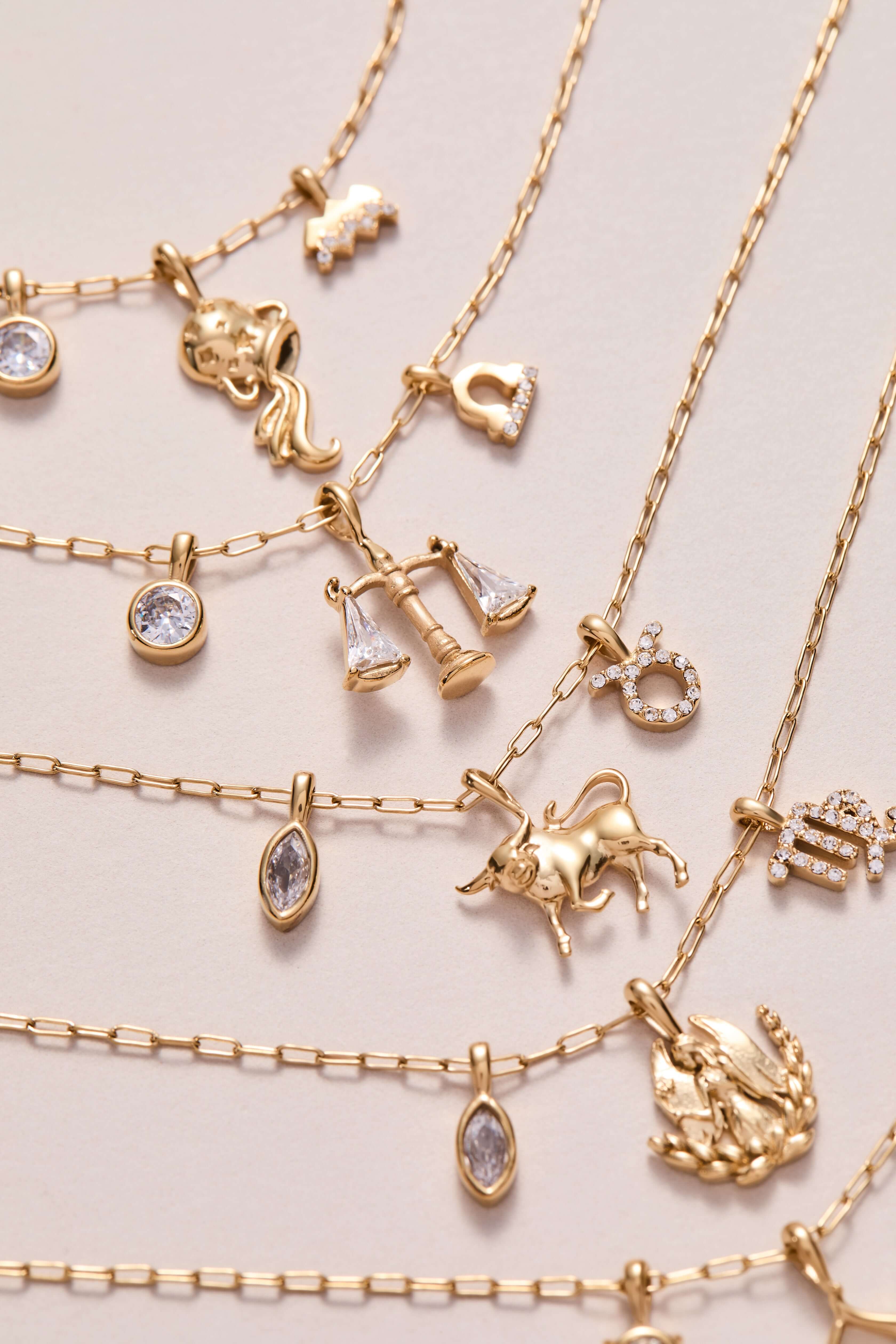 Aquarius Zodiac Charm Cluster Necklace, Necklaces, $ 54.00, A Moment Of Now™