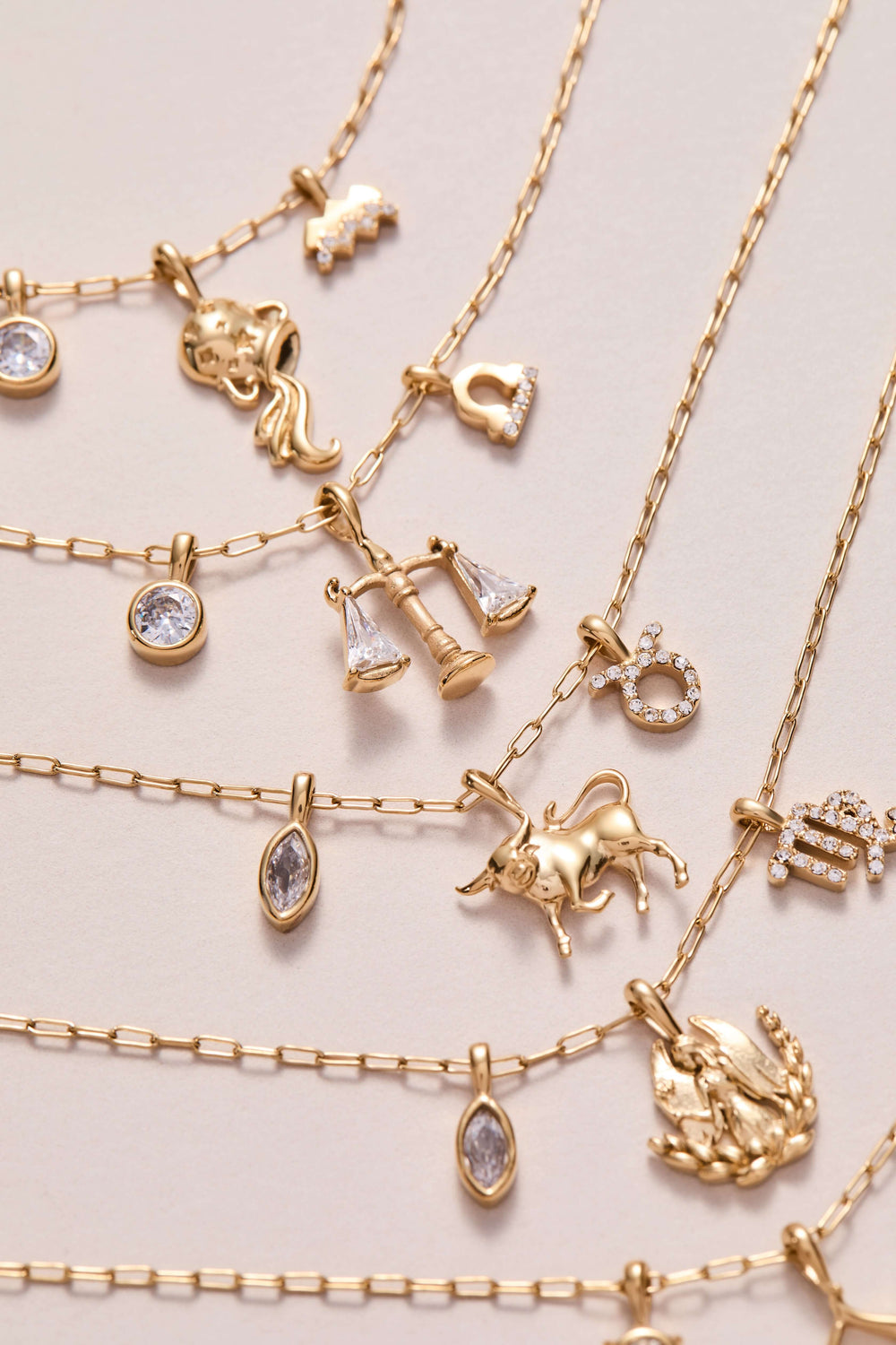 Aquarius Zodiac Charm Cluster Necklace, Necklaces, $ 54.00, A Moment Of Now™