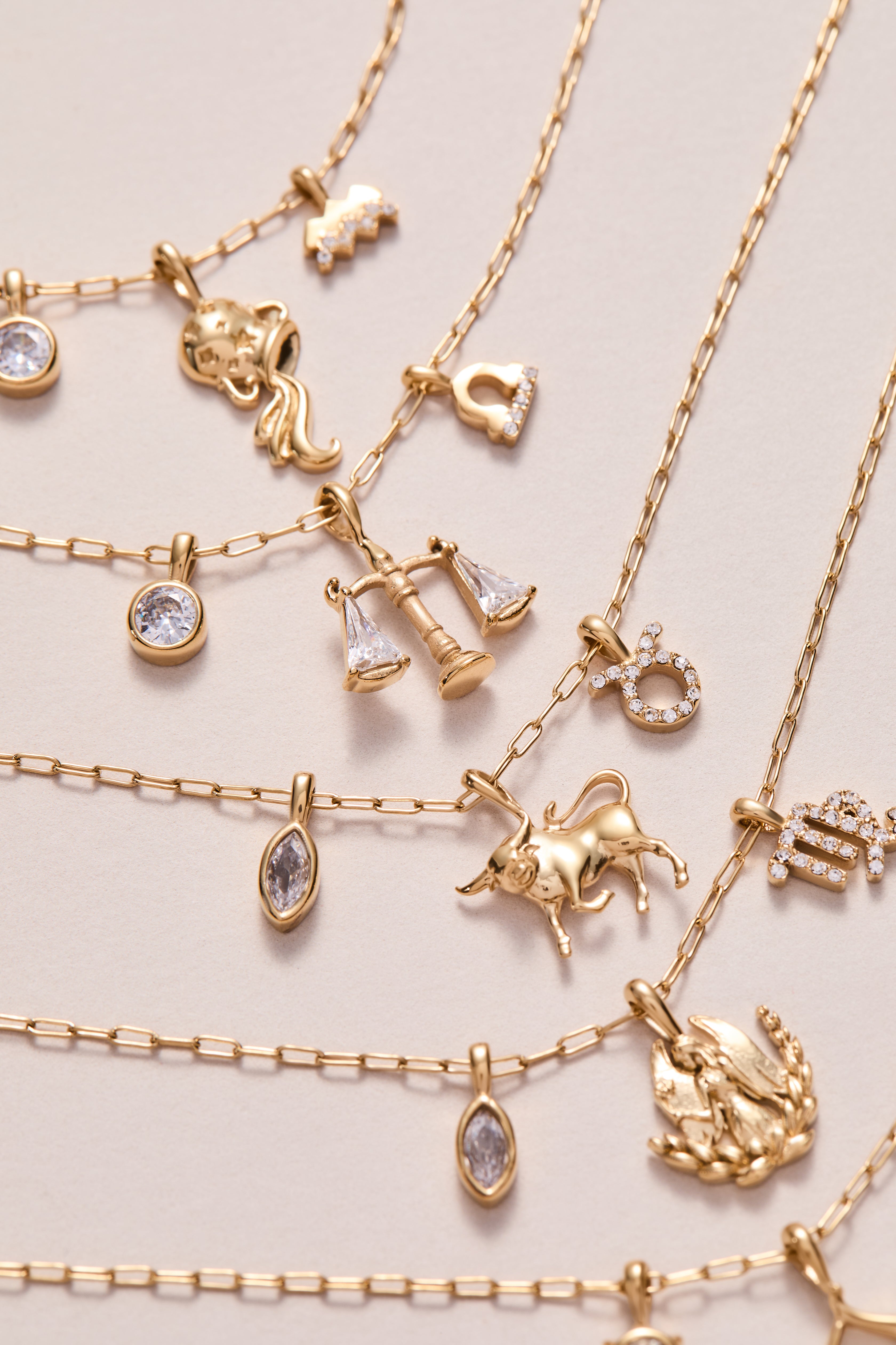 Virgo Zodiac Charm Cluster Necklace