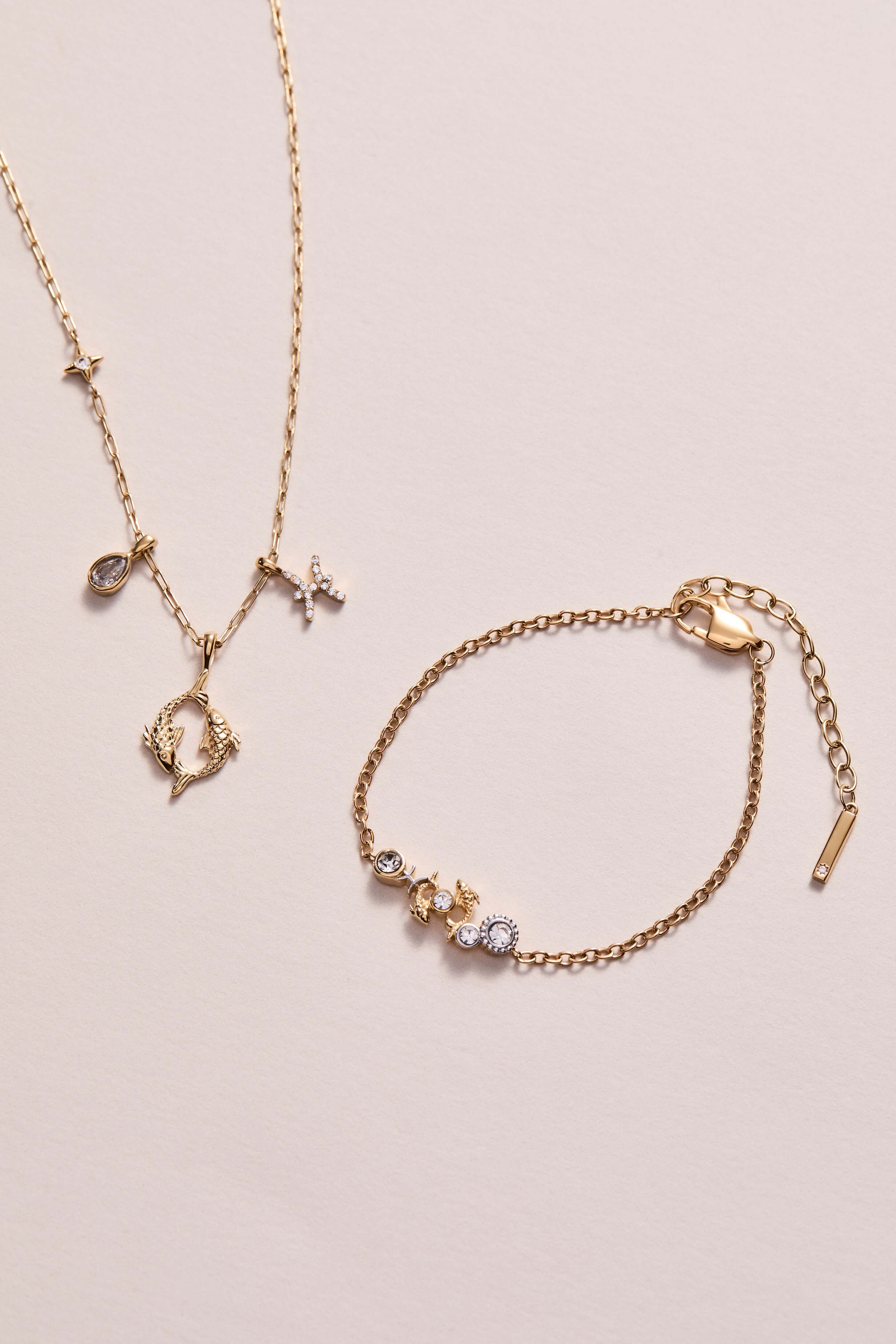 Pisces Zodiac Charm Cluster Necklace