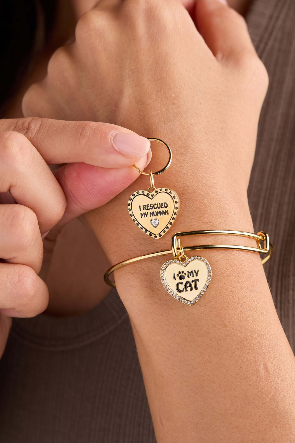 'I Love My Cat' Bangle & Pet Collar Charm Set of 2, Bracelets, $ 44.00, A Moment Of Now™