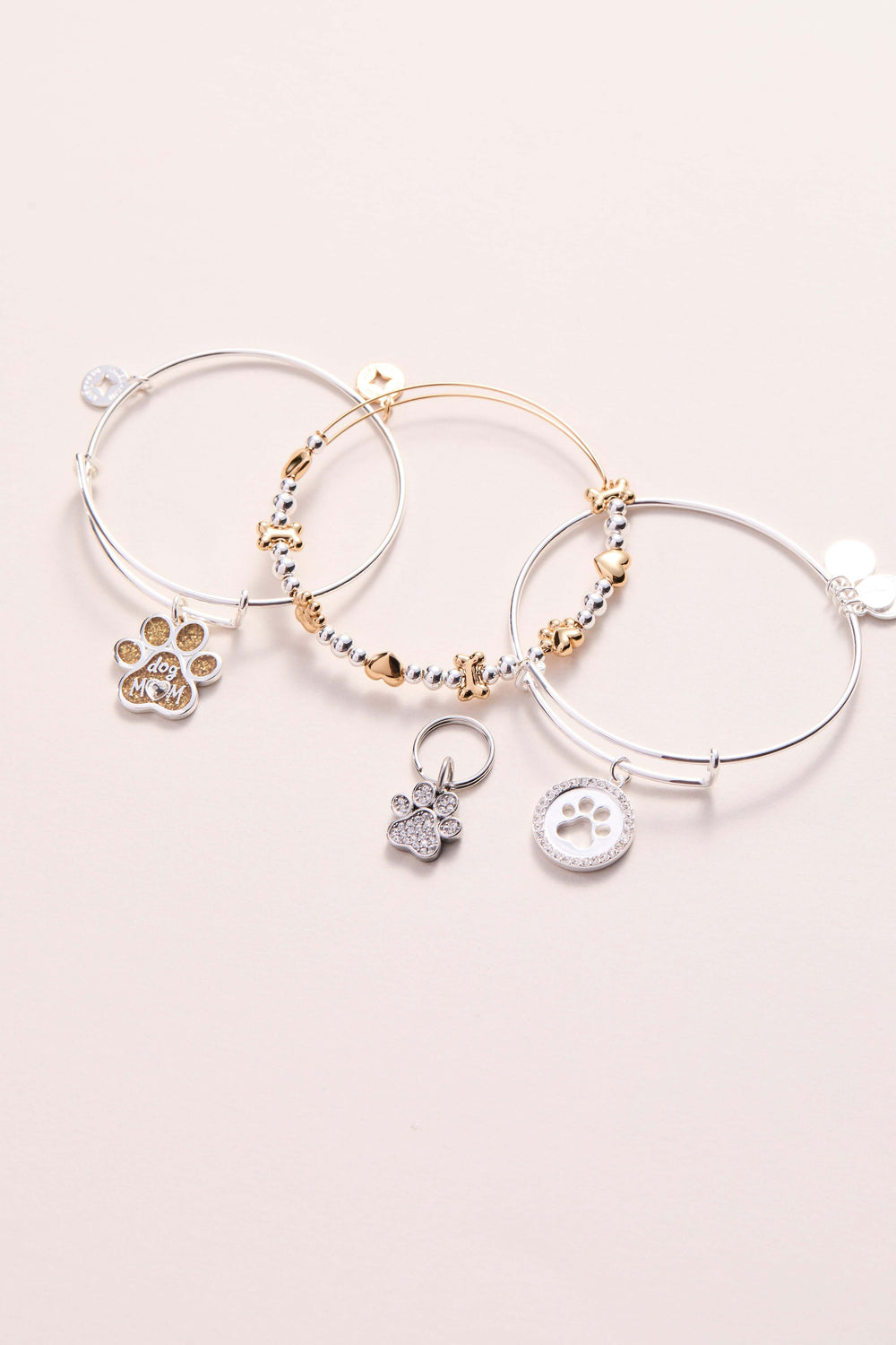 Paw Print Bangle & Pet Collar Charm Set of 2, Bracelets, $ 44.00, A Moment Of Now™