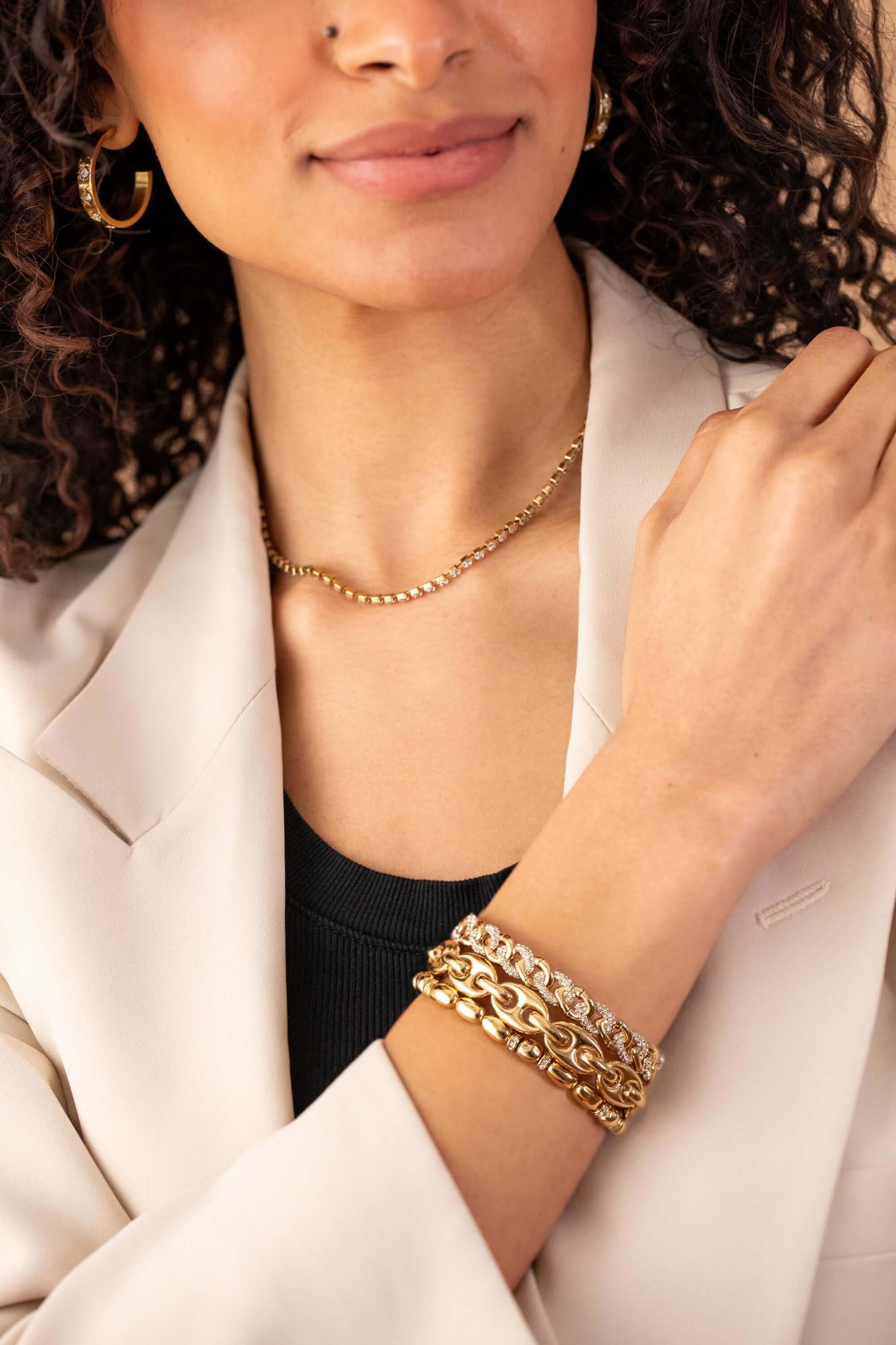 Pave Curb Chain Stretch Bracelet, Bracelets, $ 44.90, A Moment Of Now™