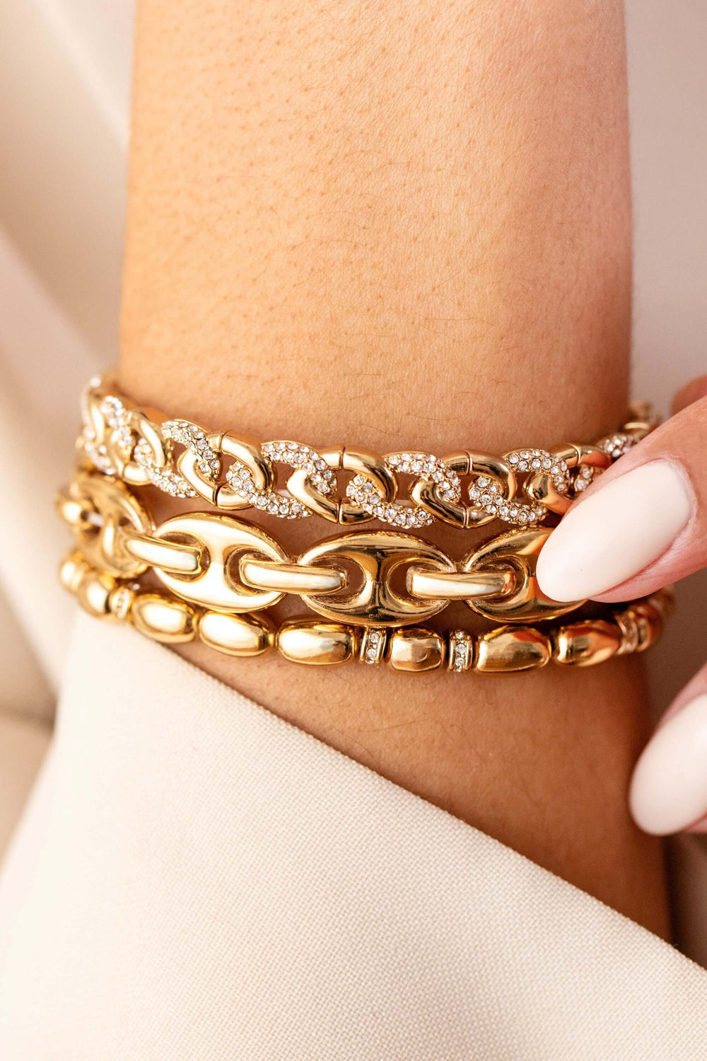 Pave Curb Chain Stretch Bracelet, Bracelets, $ 44.90, A Moment Of Now™