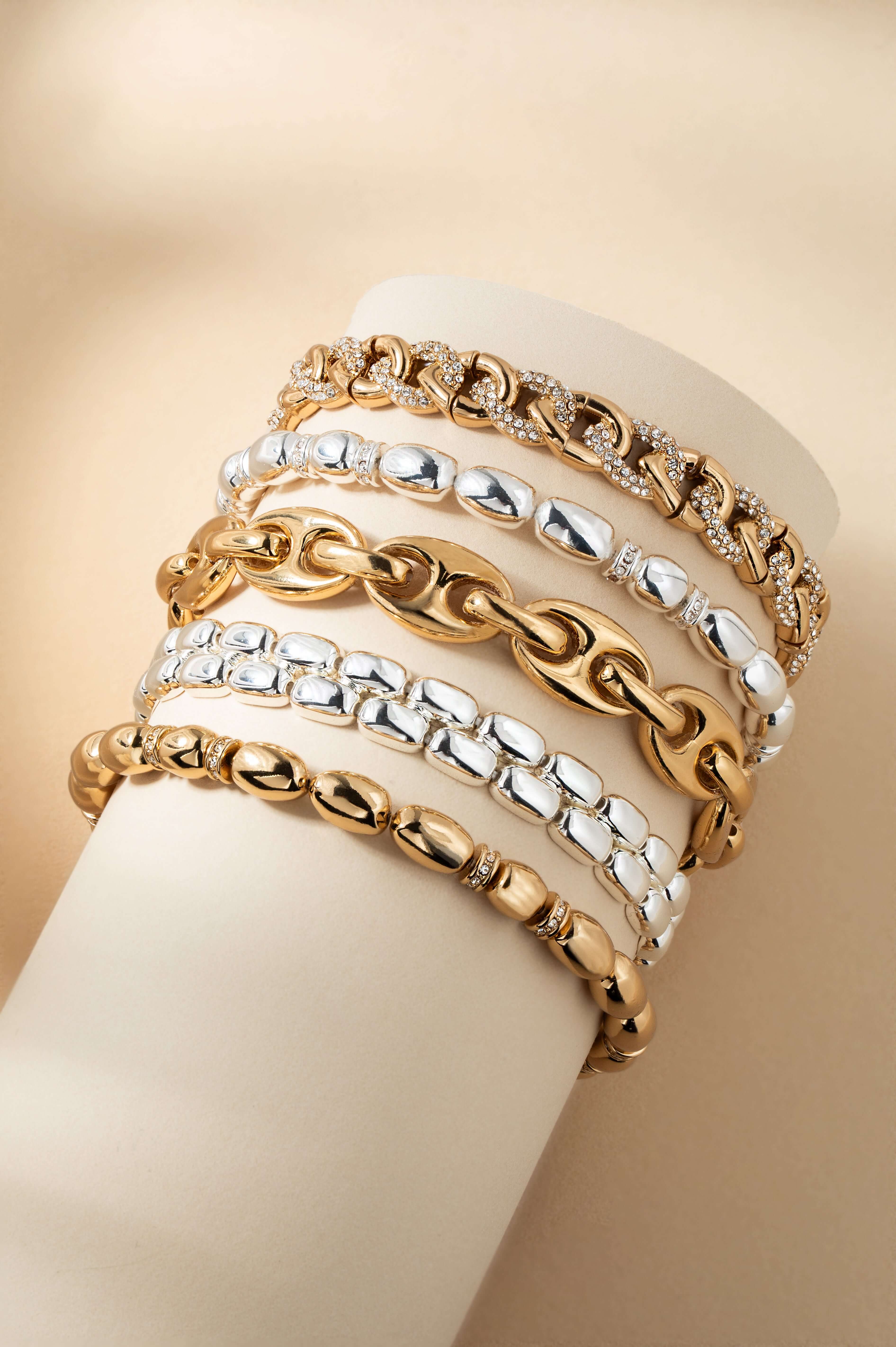 Pave Curb Chain Stretch Bracelet, Bracelets, $ 44.90, A Moment Of Now™