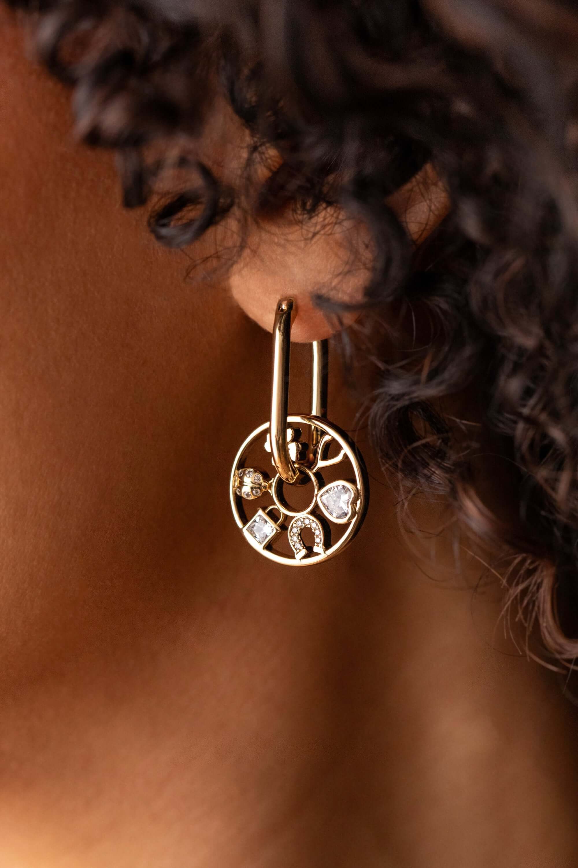 Love and Luck Wheel Hoop Earrings, Earrings, $ 38.00, A Moment Of Now™