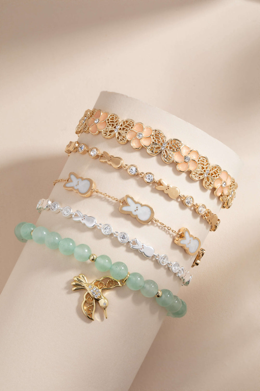 PEEPS® Pearlized Bunny Charm Bracelet, Bracelets, $ 48.00, A Moment Of Now™