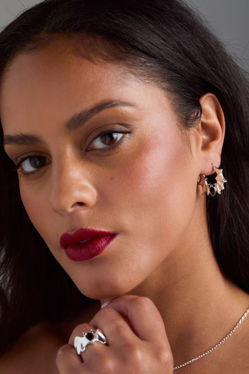 Crystal Bat Hoop Earrings, Earrings, $ 38.00, A Moment Of Now™
