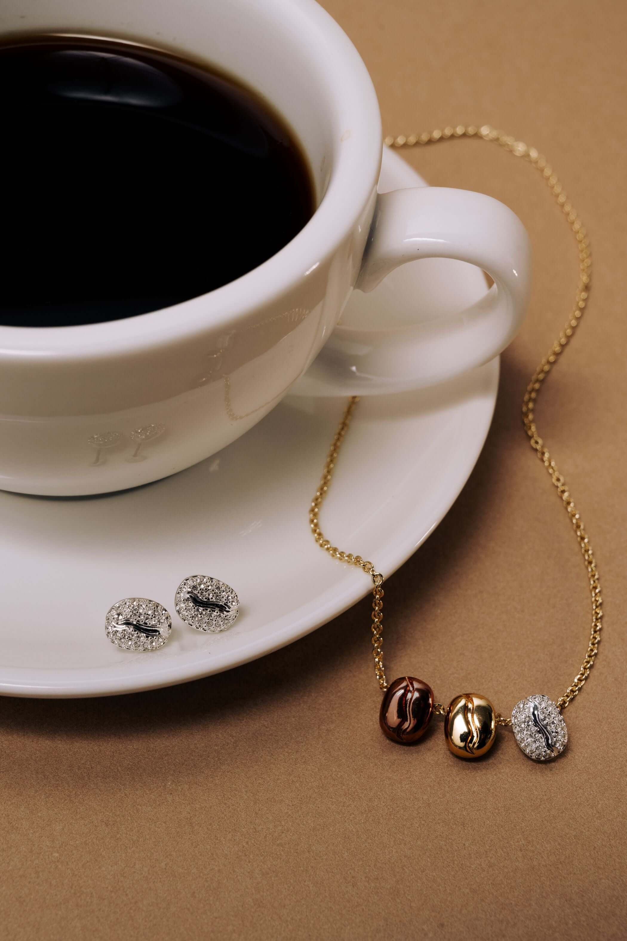 Coffee Bean 'Happiness, Wealth, Health' Engraved Pendant Necklace