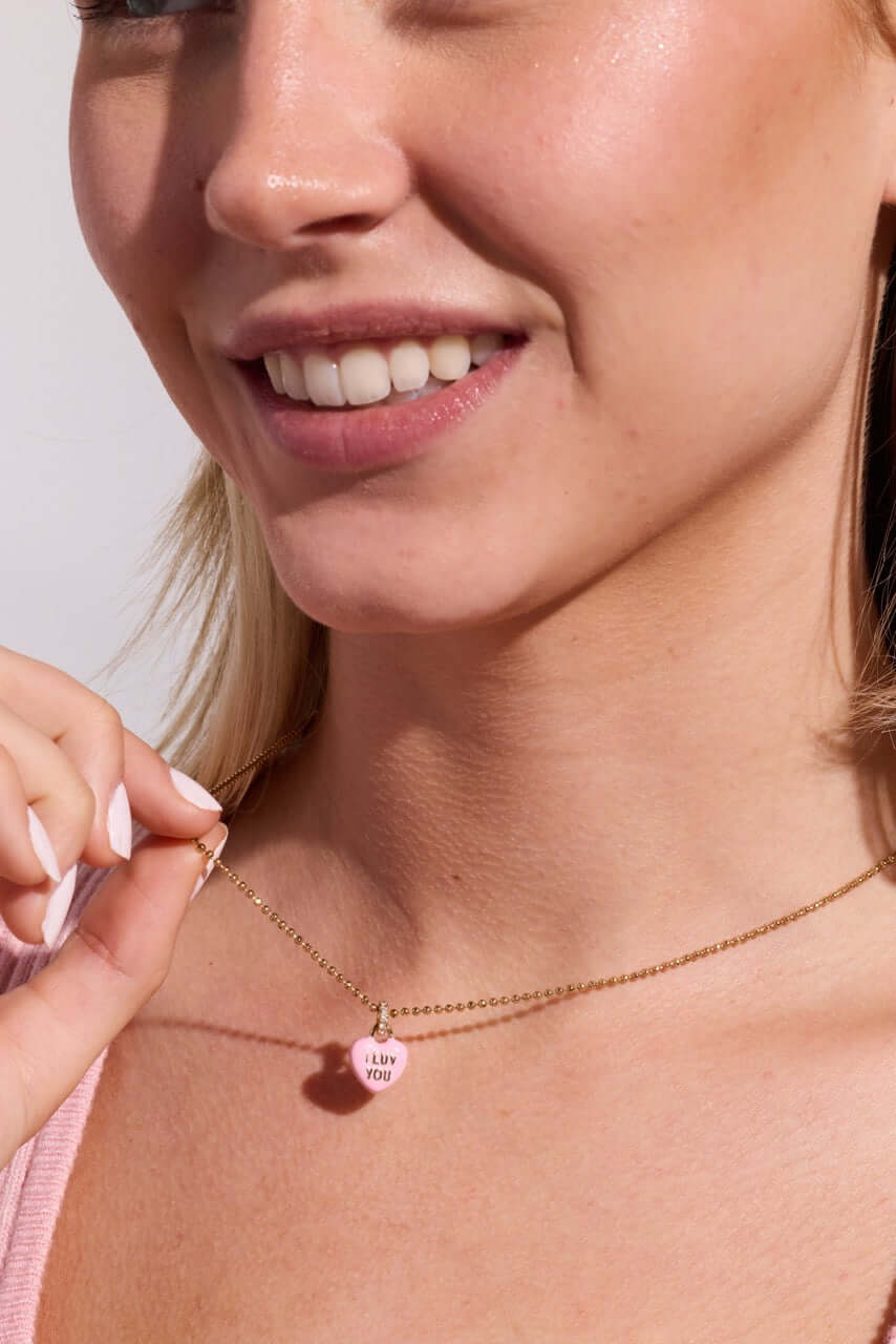 Sweethearts® 'I Luv You' Charm Necklace, Necklaces, $ 48.00, A Moment Of Now™