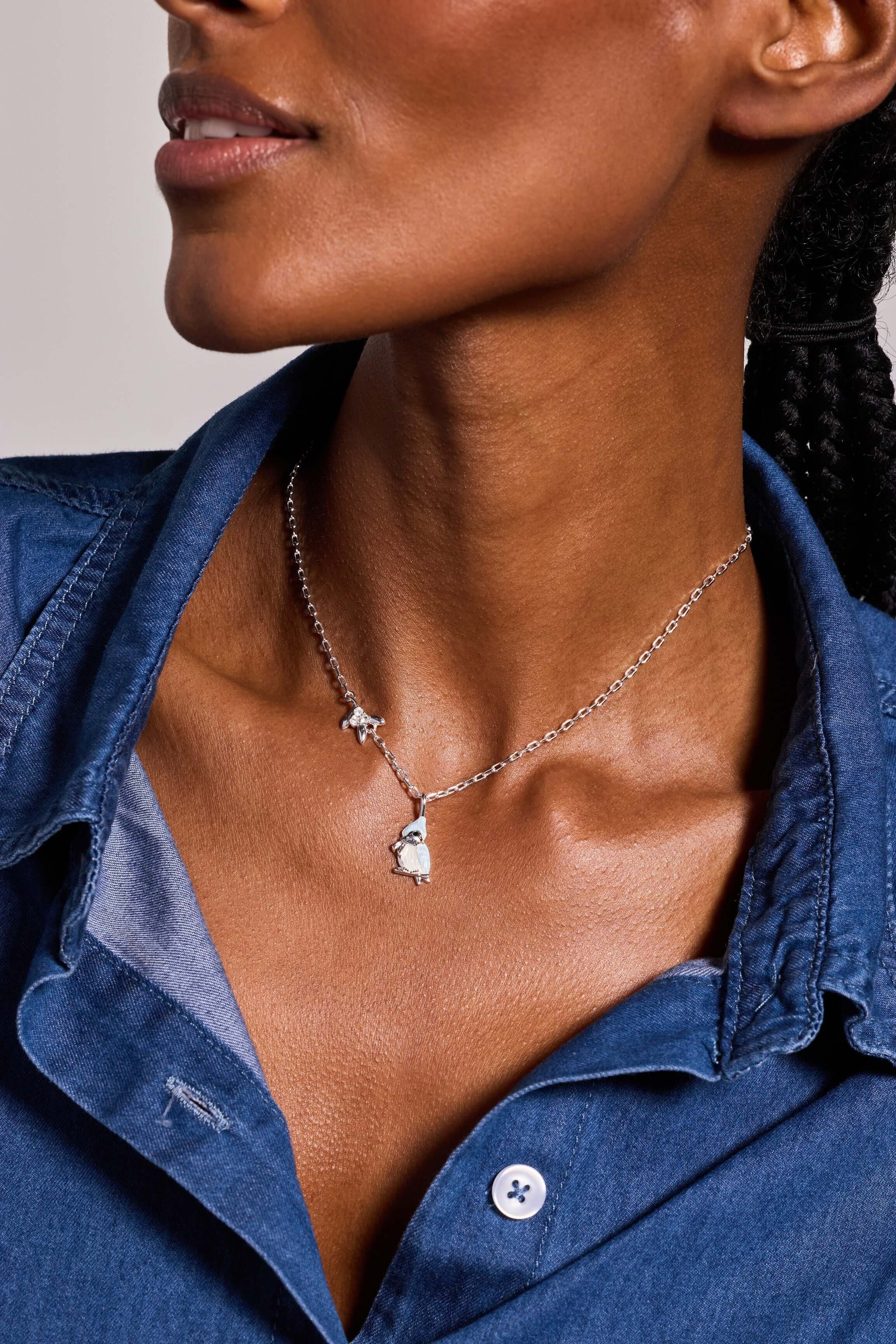 Tufted Titmouse Bird Pendant Necklace