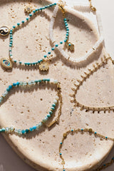 Turquoise Enameled Chain Coin Station Anklet