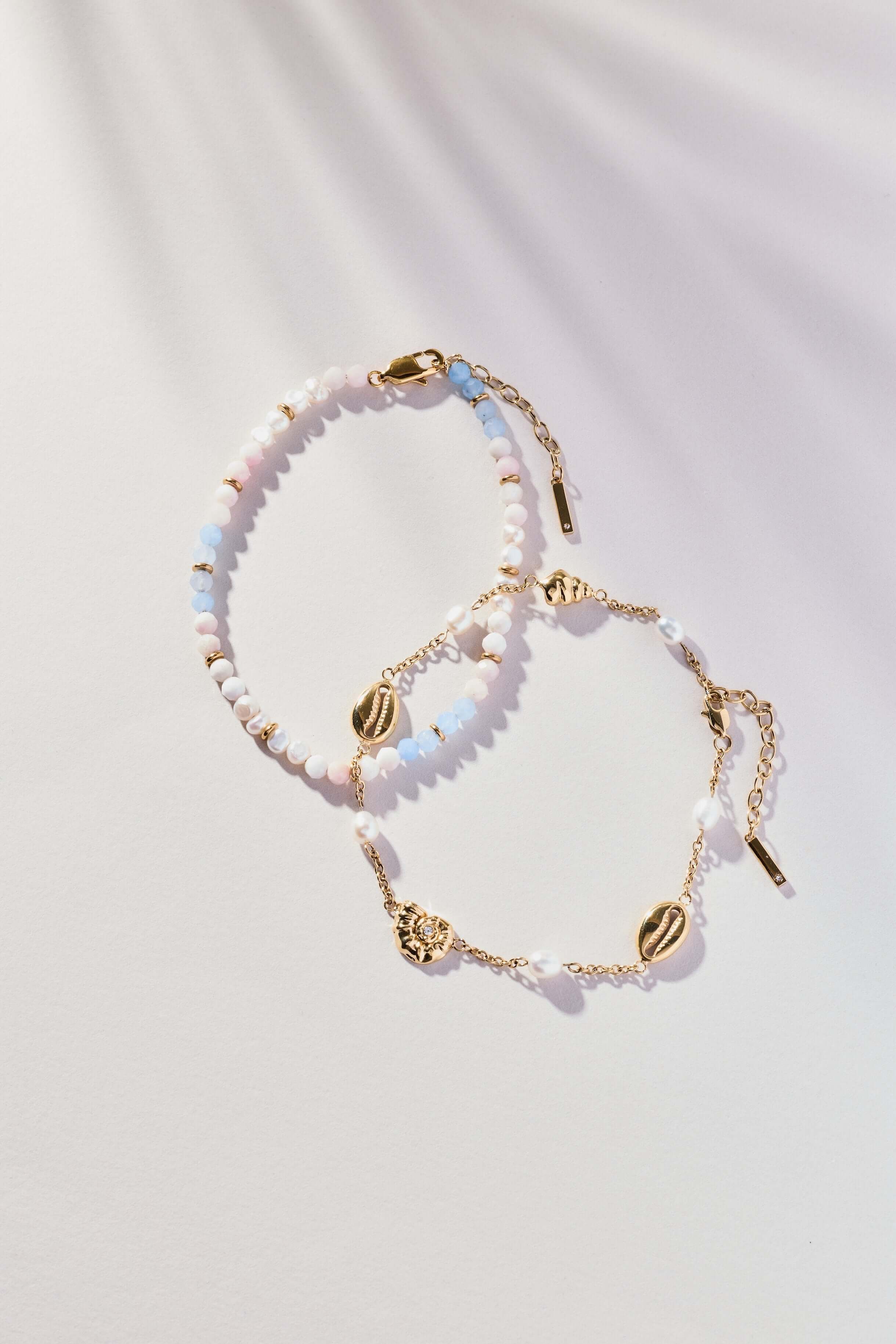 Seashell & Pearl Inline Charm Anklet