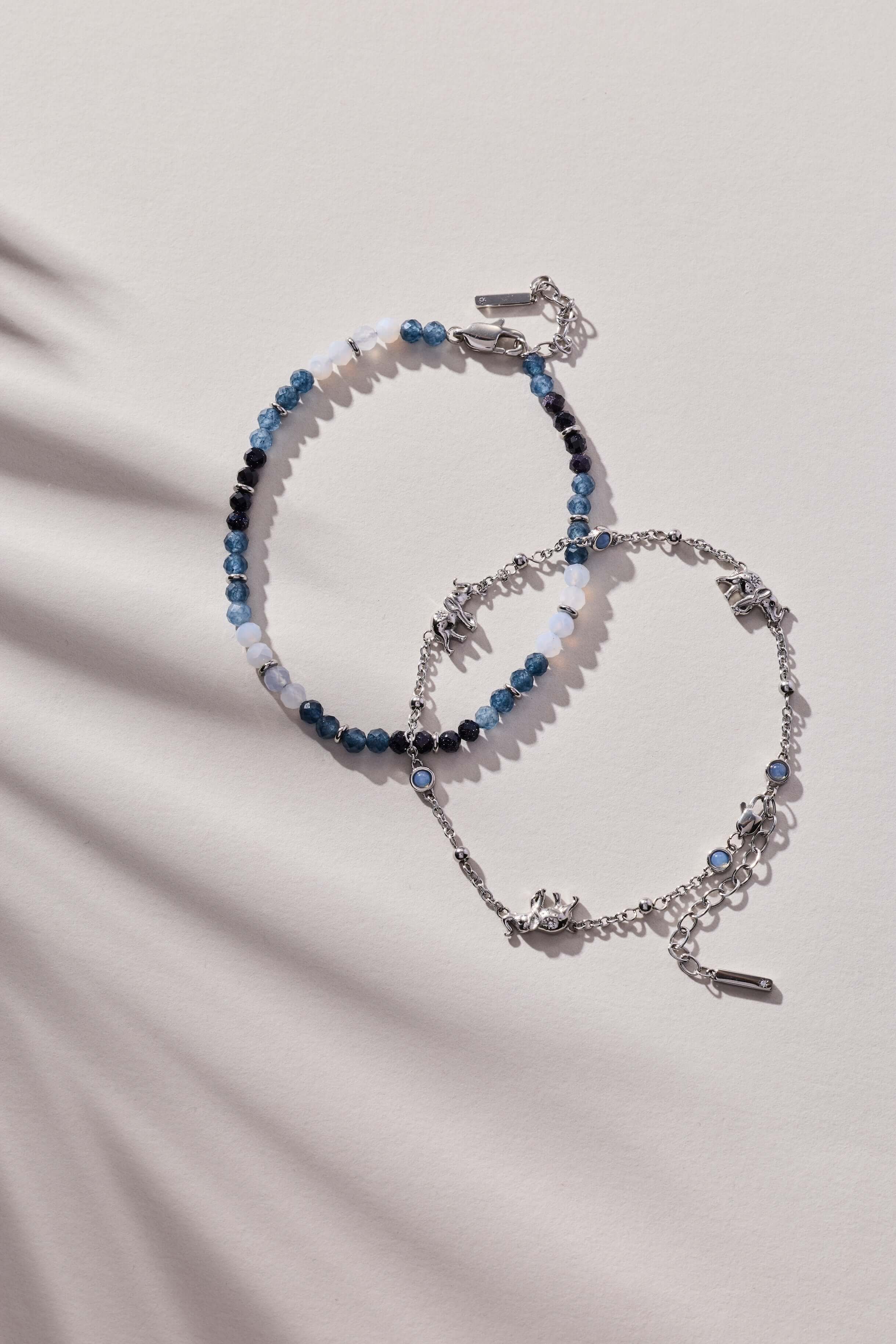 Blue Ombre Semi-Precious Beaded Anklet