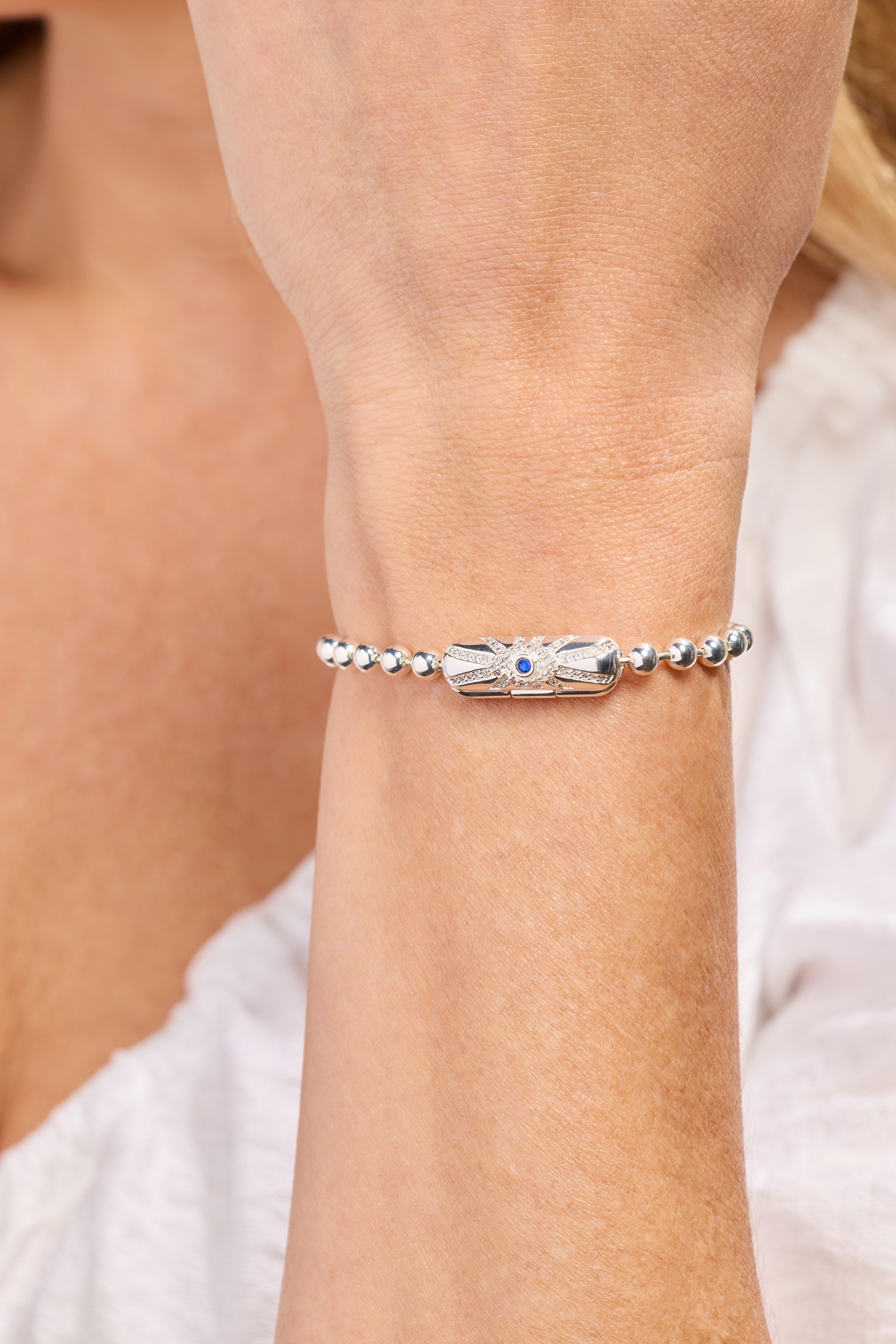 Evil Eye Barrel Closure Bracelet, Bracelets, $ 38.00, A Moment Of Now™