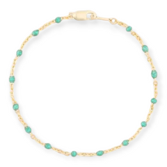Turquoise Daisy Bracelet | 14K Gold Filled Enamel Chain, Bracelets, $ 52.00, A Moment Of Now™