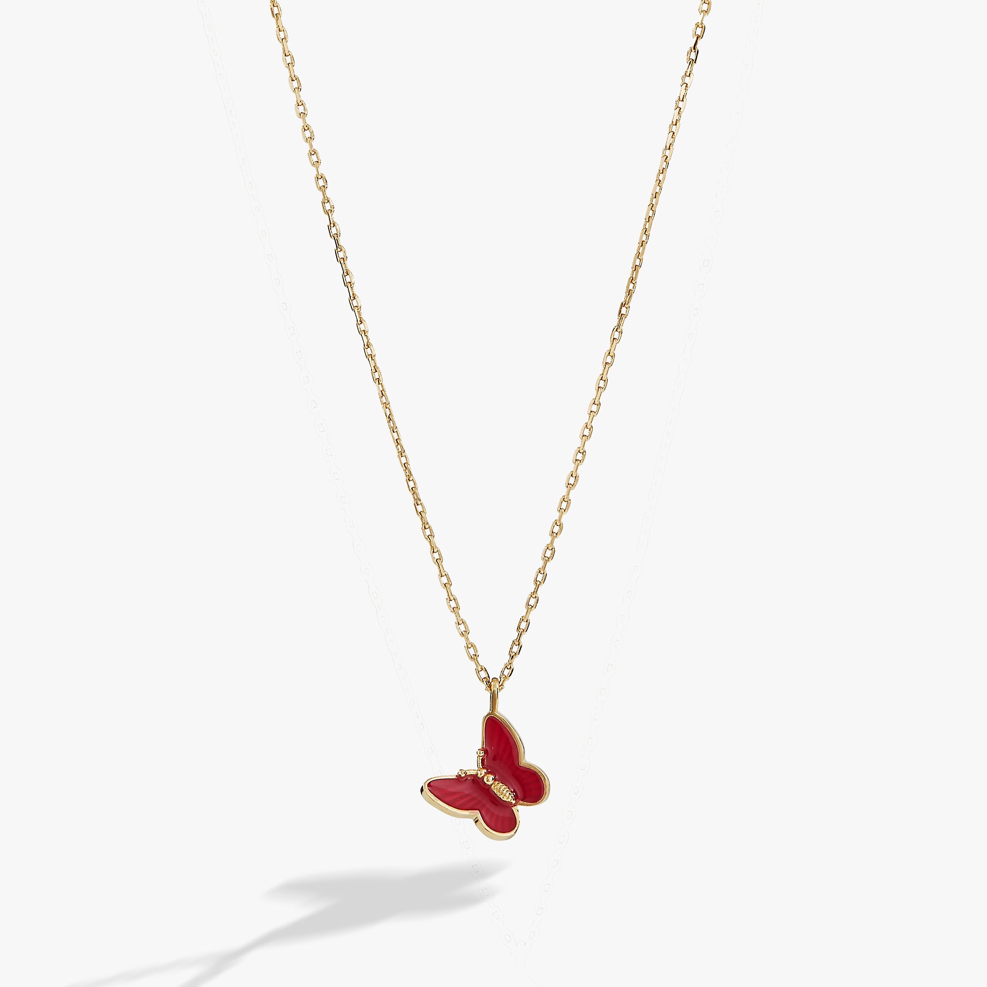 Pink Enamel Butterfly Necklace, Necklaces, $ 7.90, A Moment Of Now™