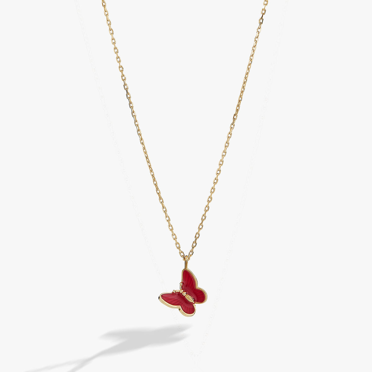 Pink Enamel Butterfly Necklace, Necklaces, $ 7.90, A Moment Of Now™
