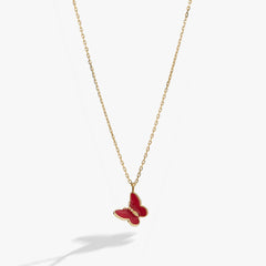 Pink Enamel Butterfly Necklace, Necklaces, $ 7.90, A Moment Of Now™