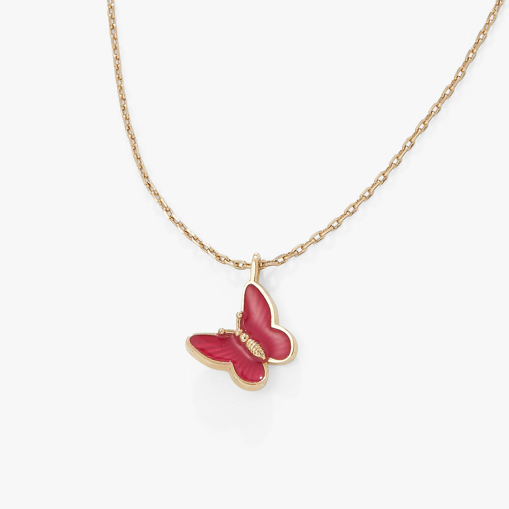 Pink Enamel Butterfly Necklace, Necklaces, $ 7.90, A Moment Of Now™