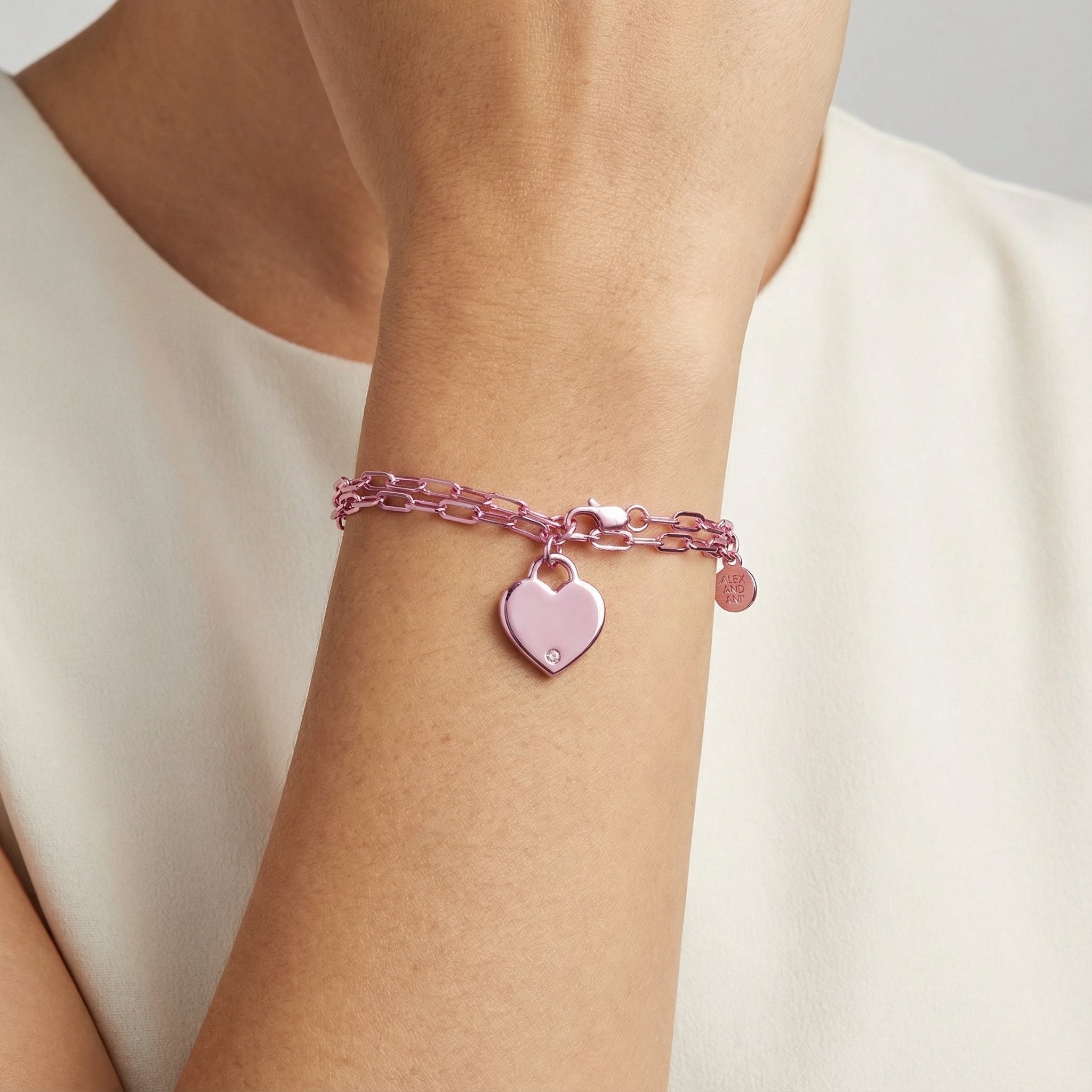 Heart Charm Double Paperclip Chain Bracelet, Bracelets, $ 28.00, A Moment Of Now™