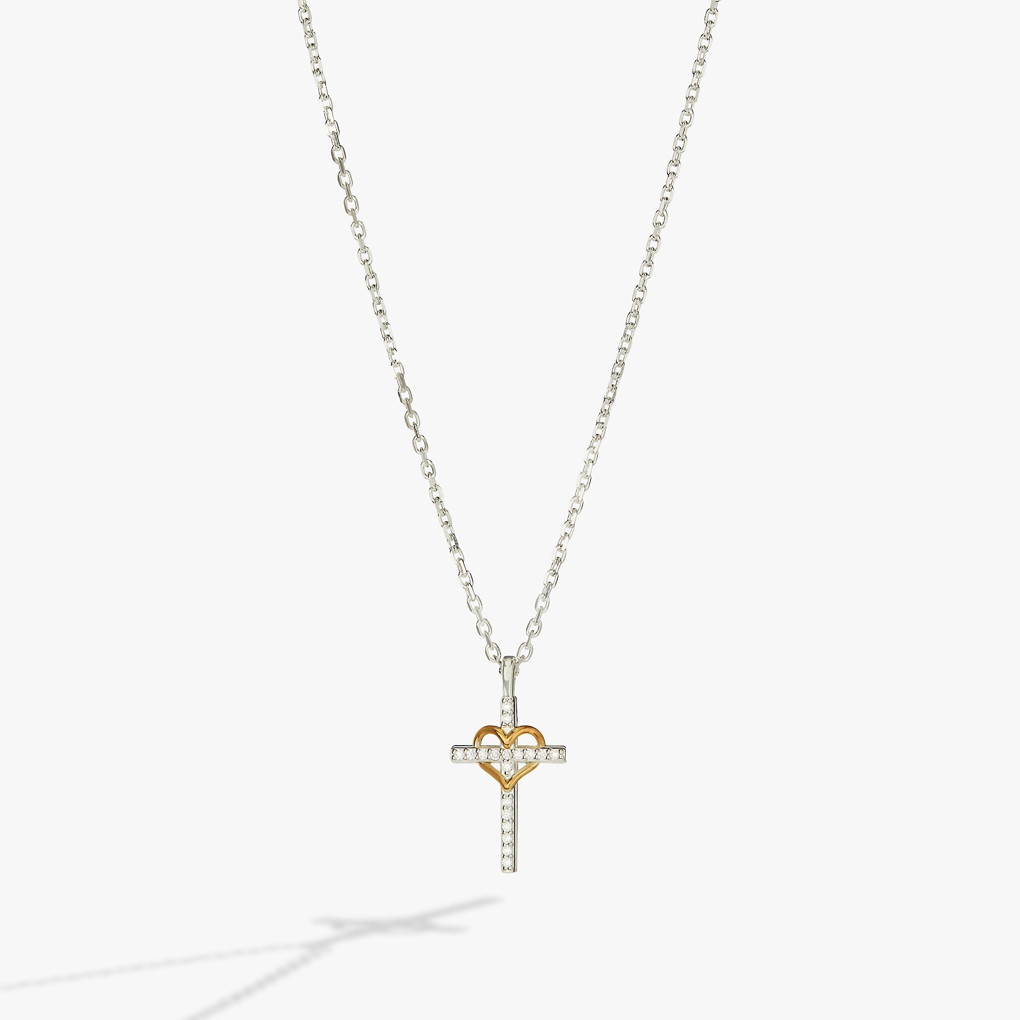 Cross And Heart Necklace, Sterling Silver, Necklaces, $ 98.00, A Moment Of Now™