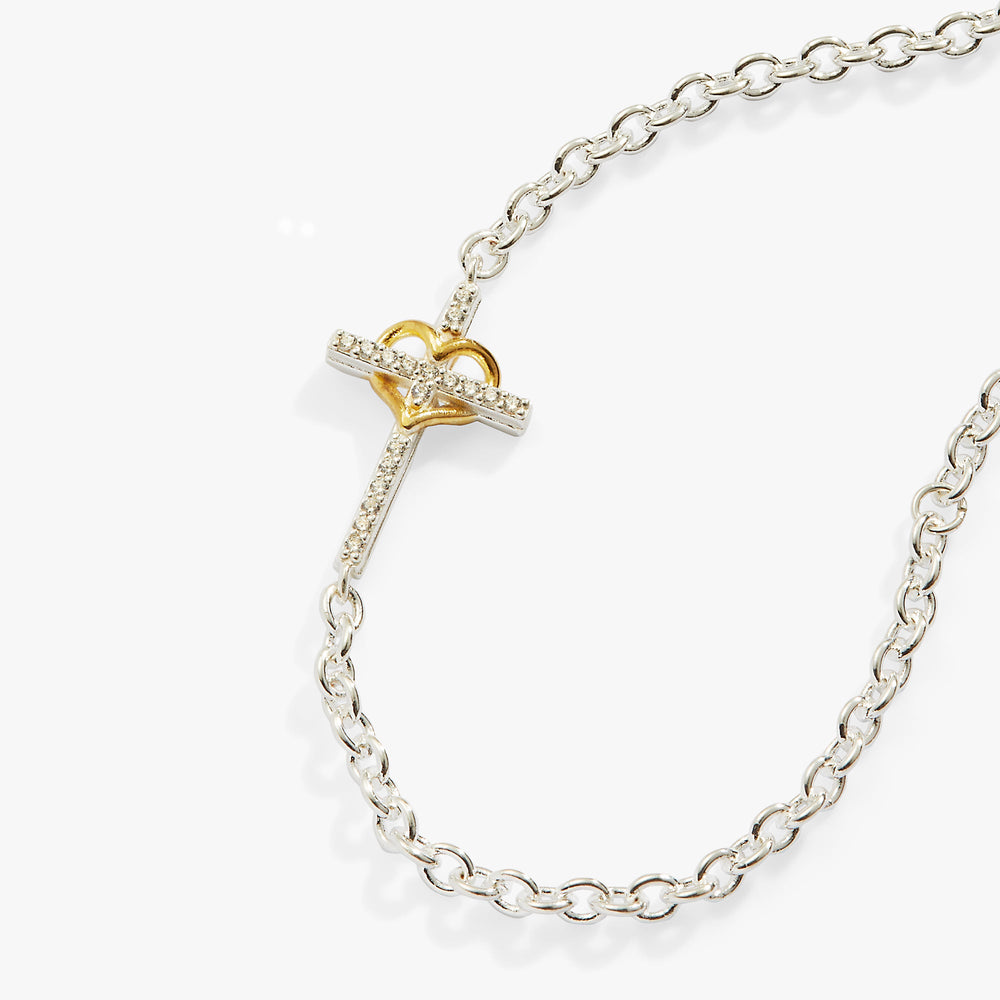 Cross And Heart Bracelet, Sterling Silver, Bracelets, $ 88.00, A Moment Of Now™