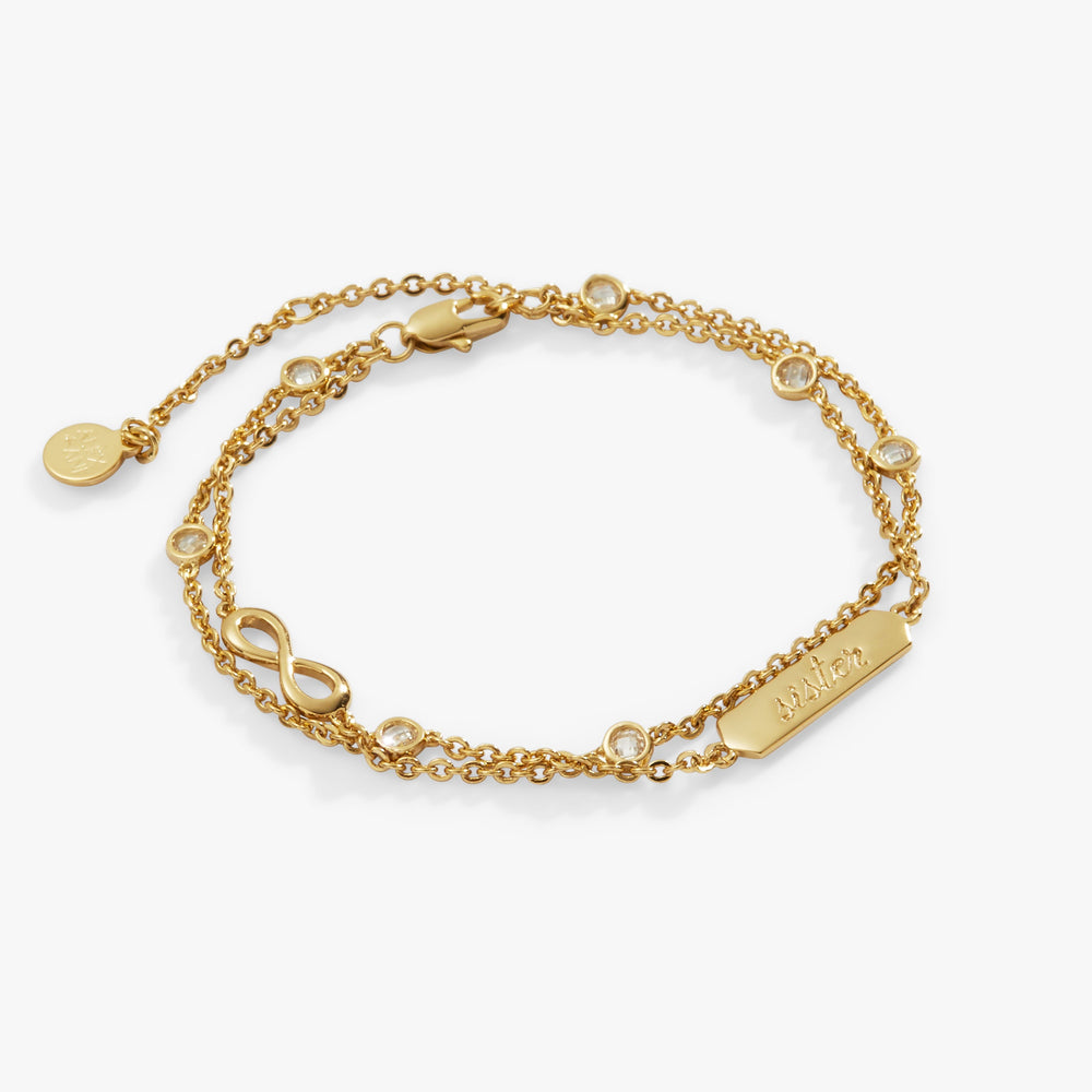 Sister Infinity Chain Double Strand Bracelet, Bracelets, $ 38.00, A Moment Of Now™