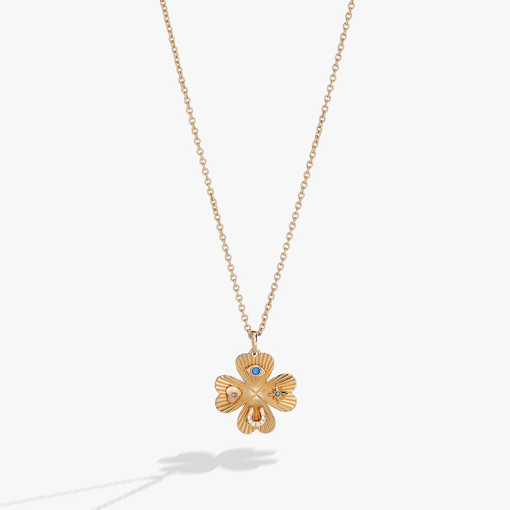 Lucky Four Leaf Clover Adjustable Necklace, Necklaces, $ 48.00, A Moment Of Now™