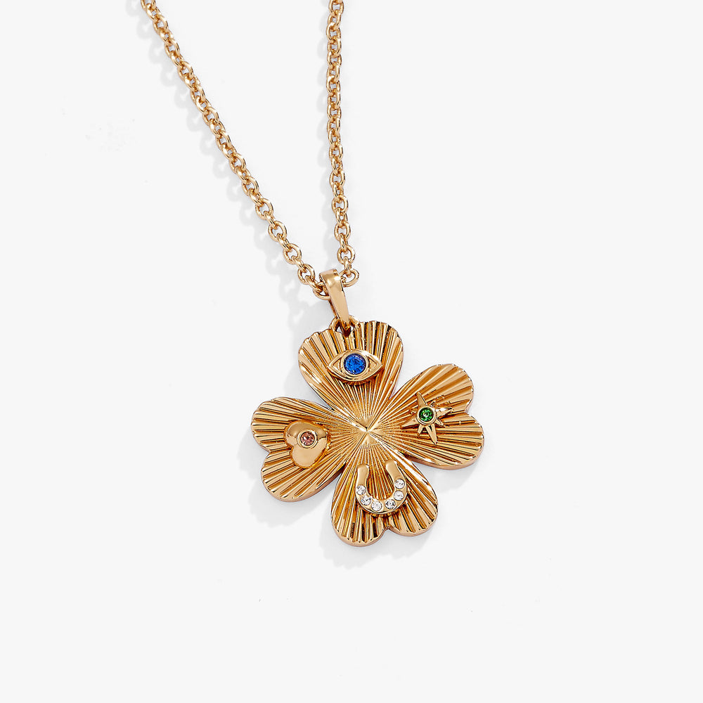 Lucky Four Leaf Clover Adjustable Necklace, Necklaces, $ 48.00, A Moment Of Now™