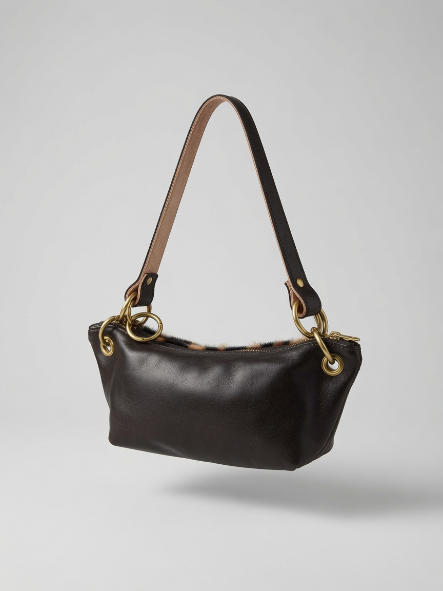 Baby Blair Shoulder Bag, Leopard Print Calf Hair-Black Leather