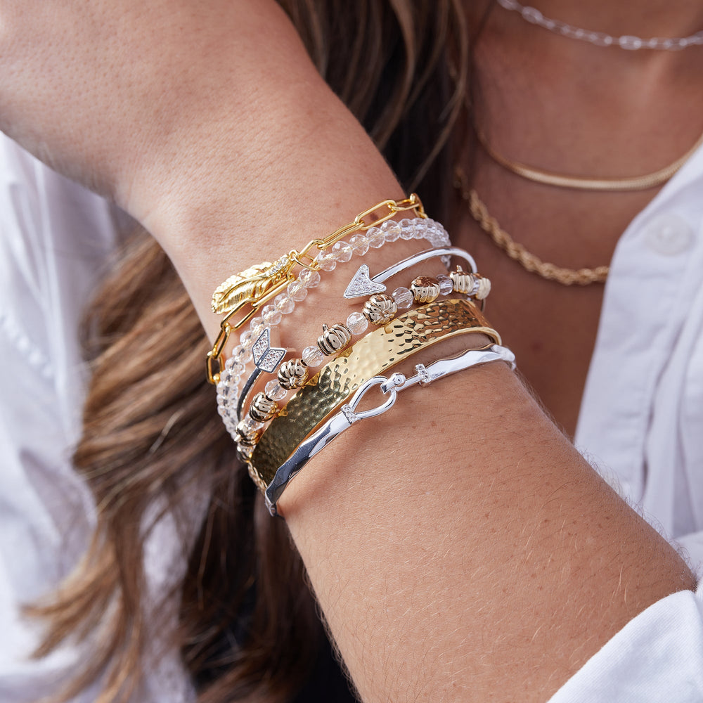 Pumpkin + Crystal Beaded Bangle, Bracelets, $ 40.00, A Moment Of Now™