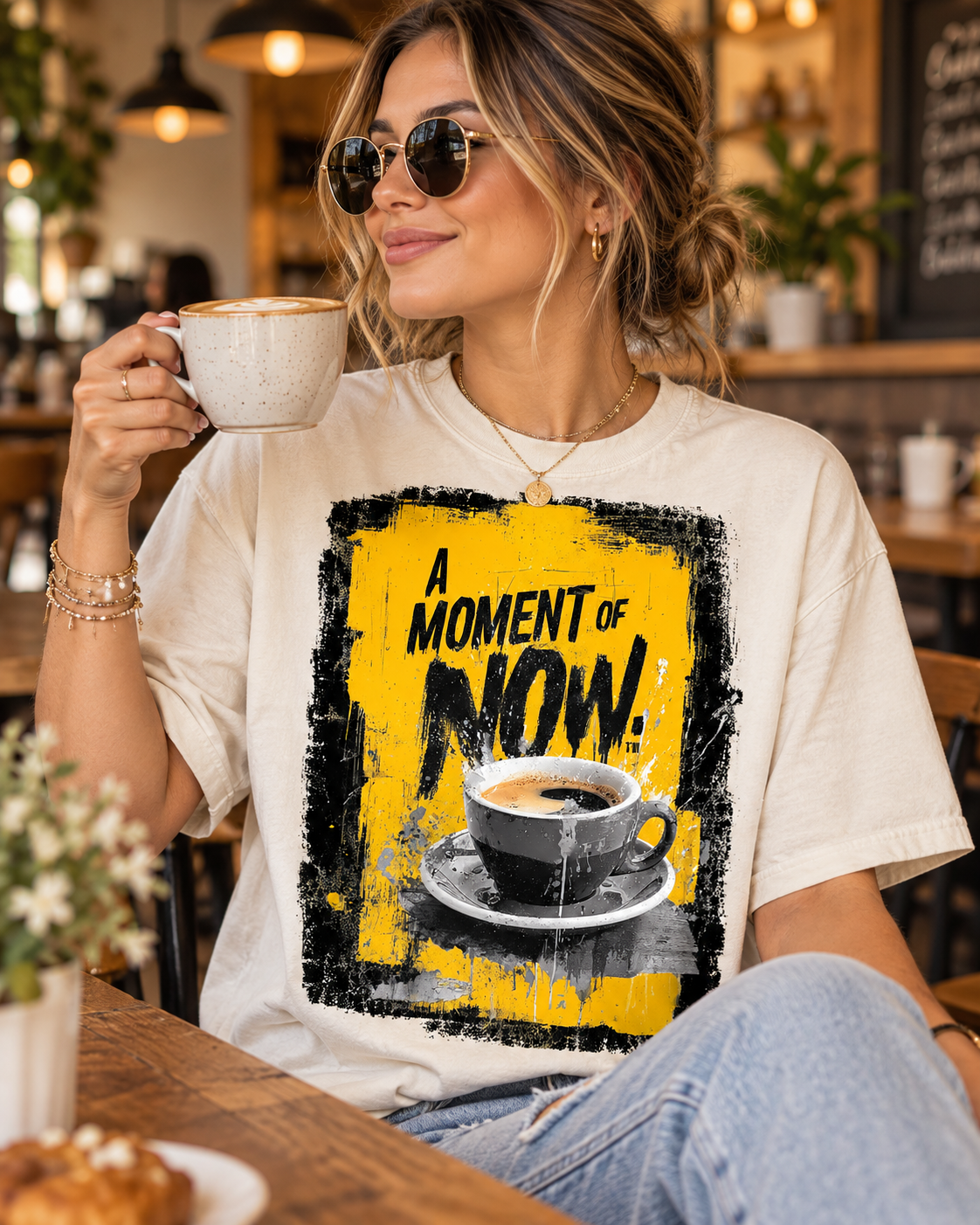 A Moment of Now Coffee Time Graphic Tee T-Shirt