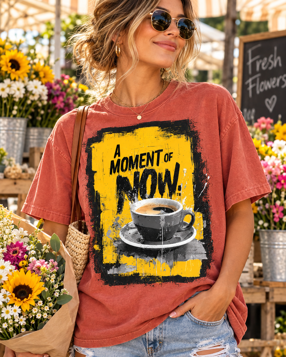 A Moment of Now Coffee Time Graphic Tee T-Shirt