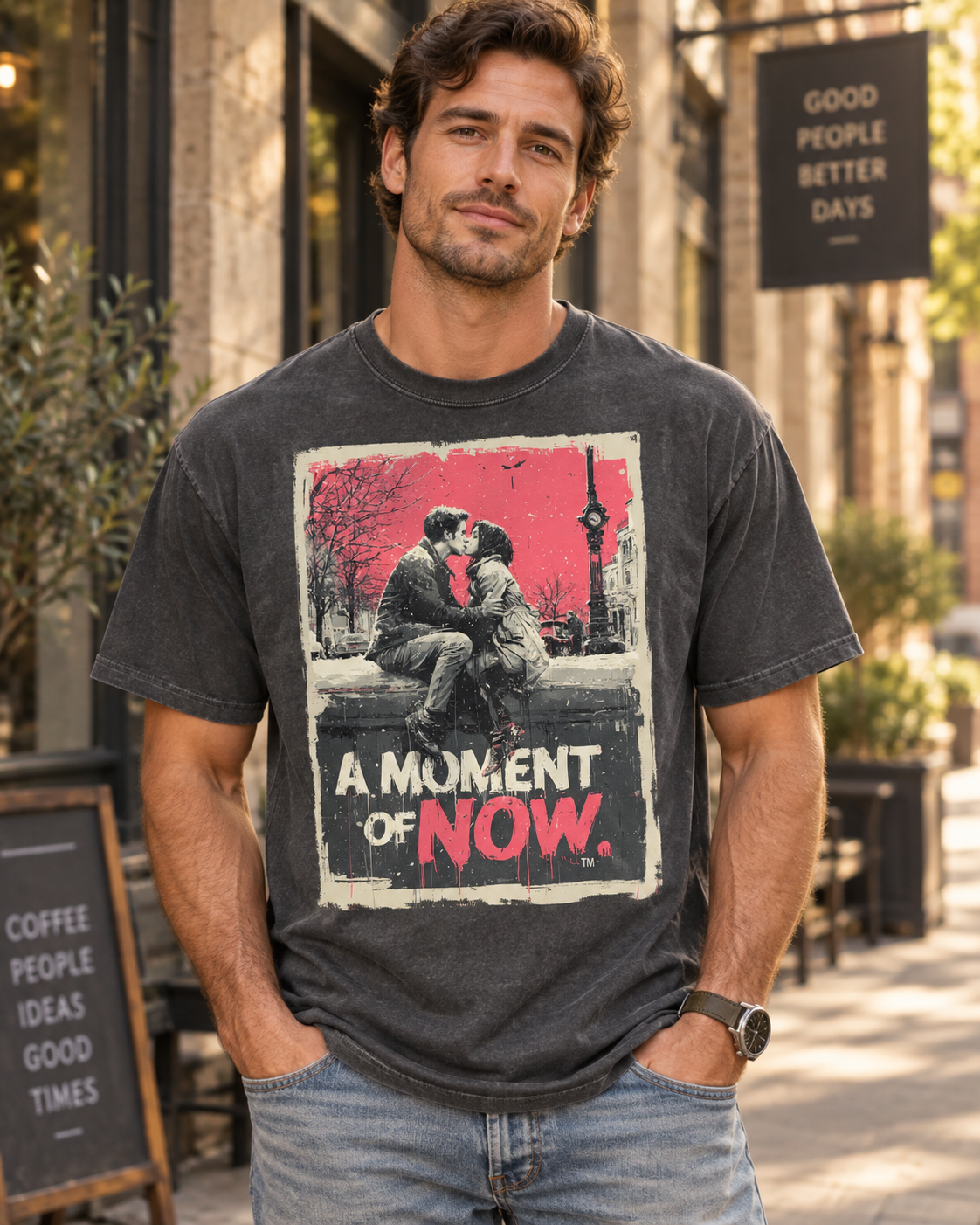 A Stolen Moment Graphic T-Shirt – Romantic Couple Kiss Tee