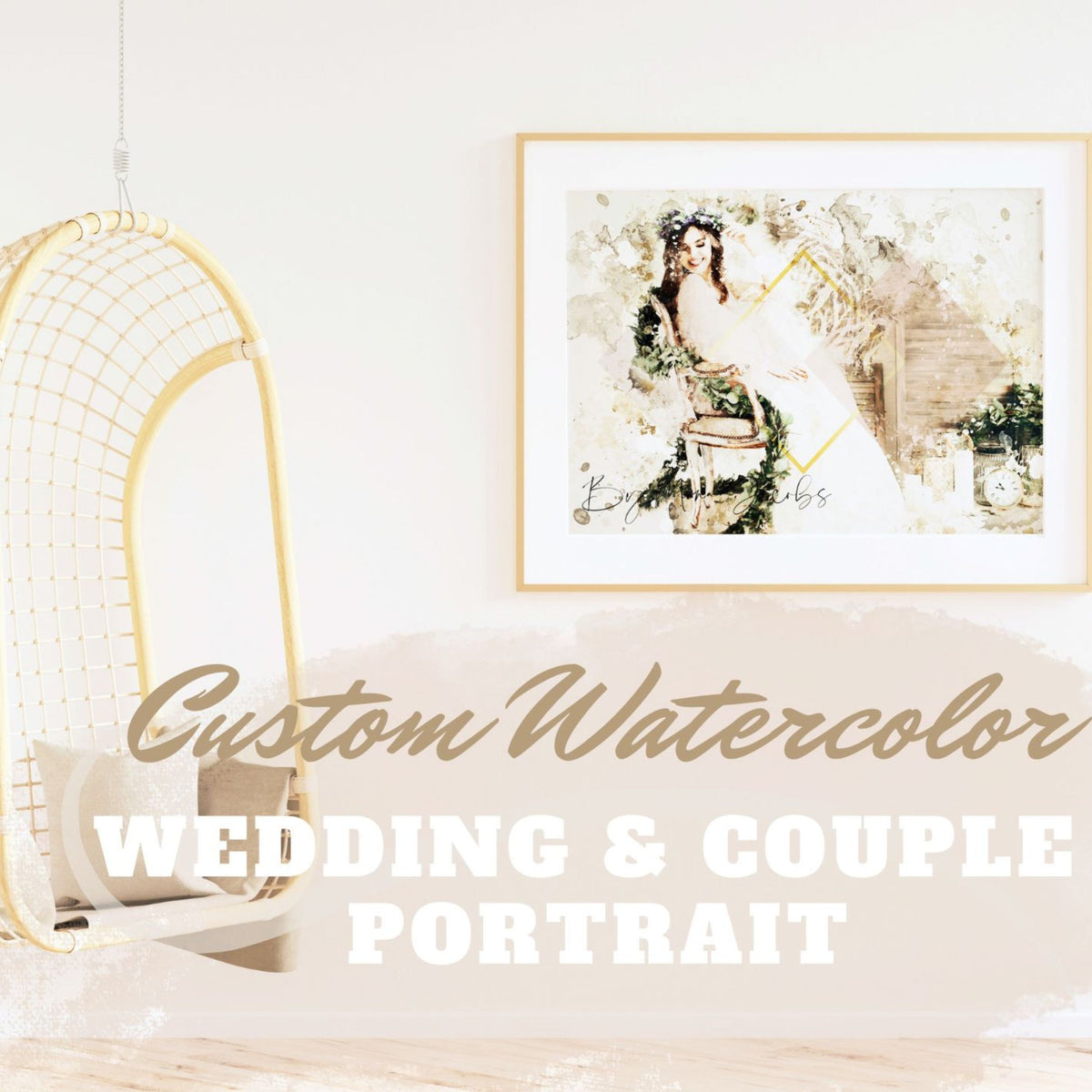 Shop Watercolor Portrait Personalized Wedding Engagement Anniversary Gift, Custom Portraits, USA Boutique